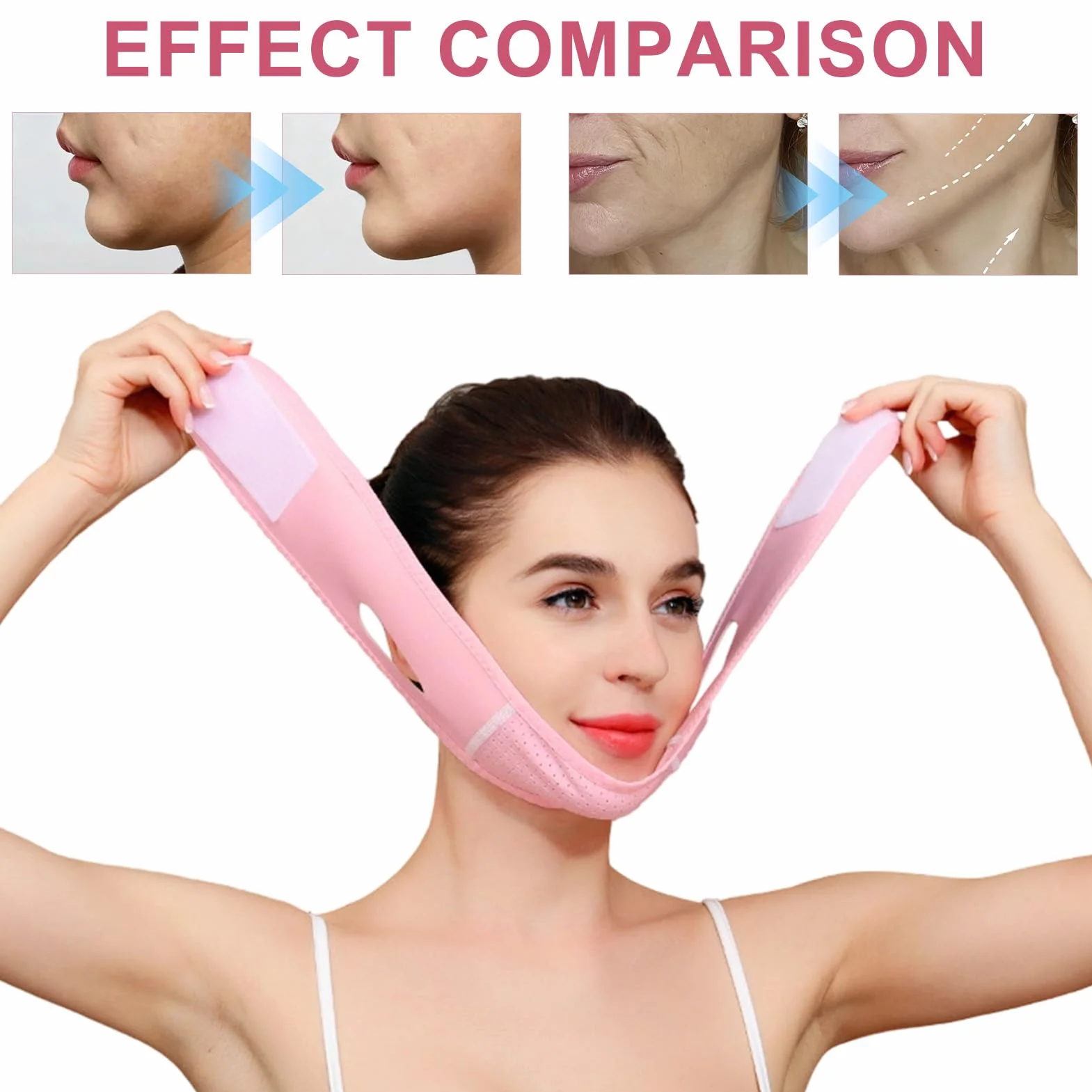 Mascarilla de doble barbilla ajustable para hombre y mujer, elevación línea V, reutilizable