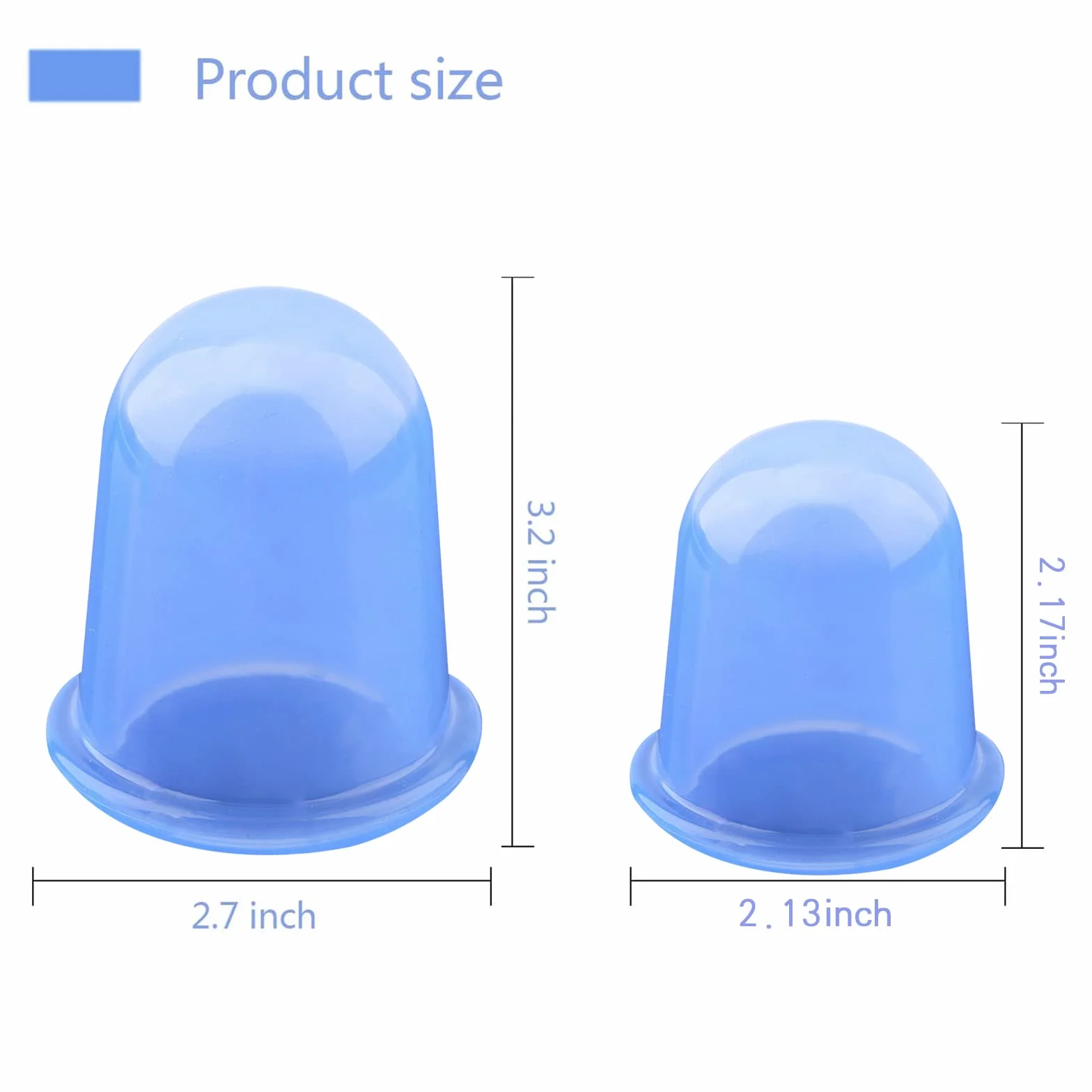 Ventosa anti celulitis adelgazante, tazas de masaje al vacío de silicona, tratamiento de belleza (azul)