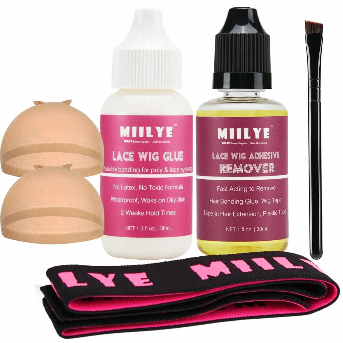 MIILYE Pegamento de peluca para encaje frontal kit de instalación con removedor banda de fusión