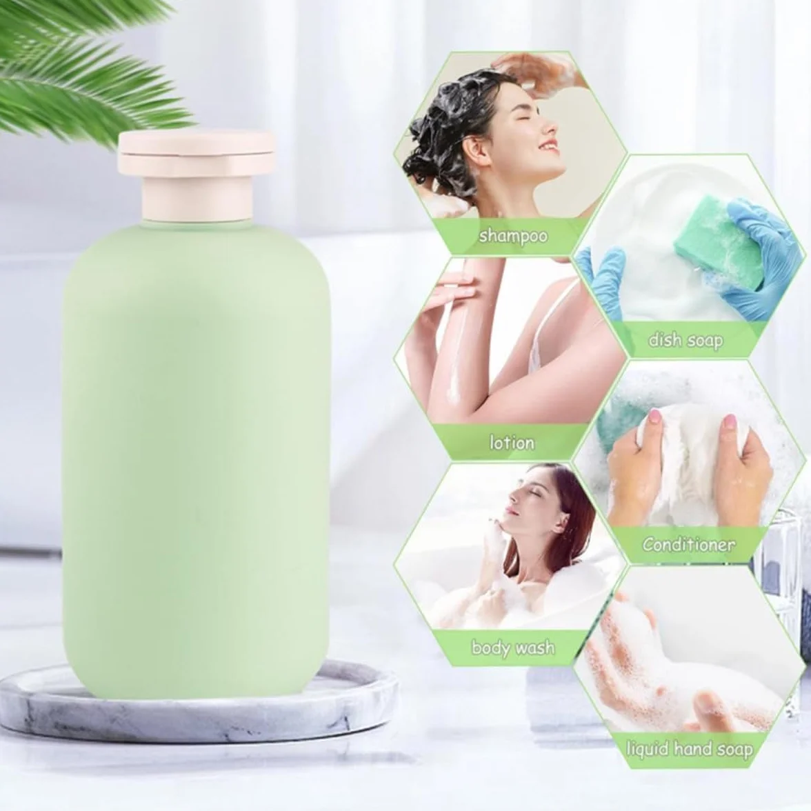 Botellas Exprimibles 200 ml 2 Piezas Plástico Recargables Vacías con Tapa Abatible para Loción Champú
