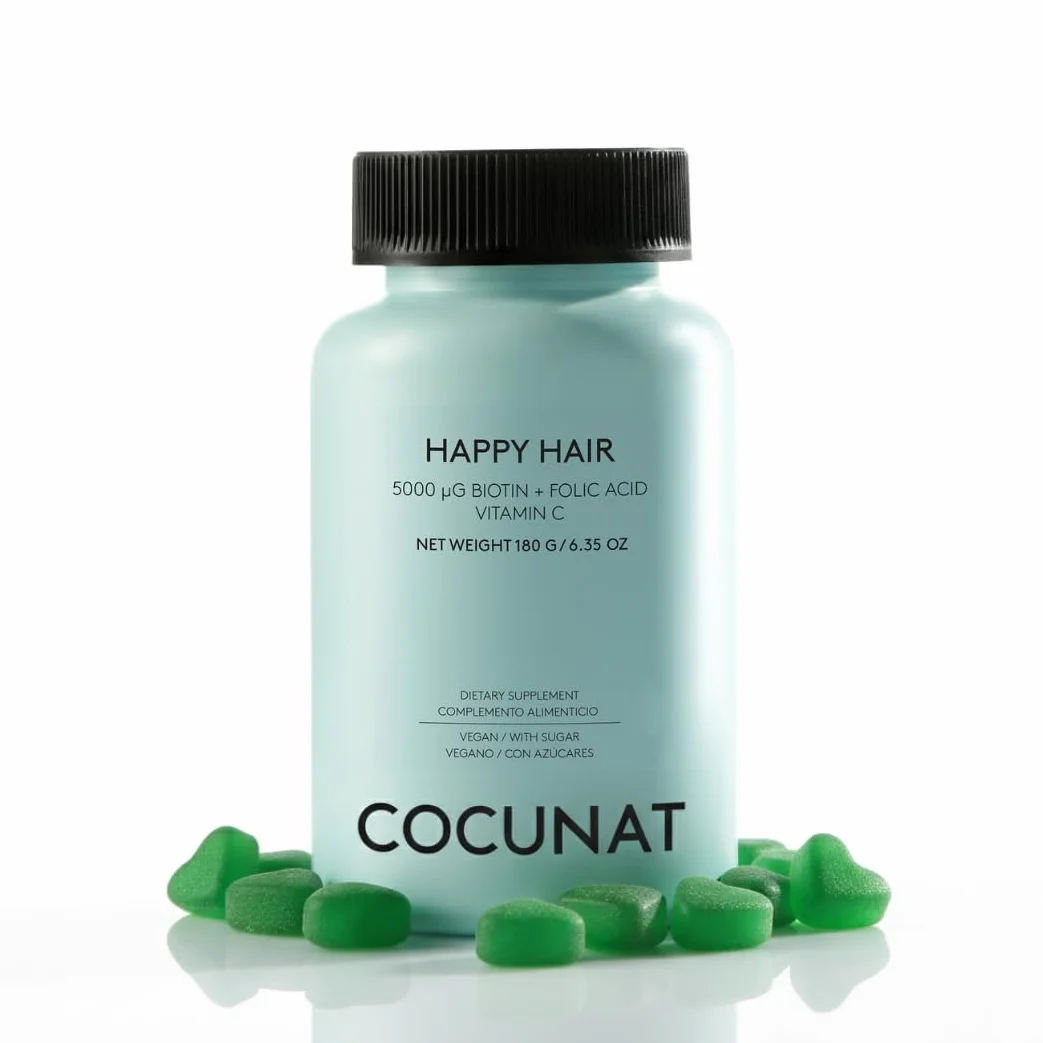 COCUNAT - Happy Hair | Vitaminas para el cabello | Previene la Caída del Cabello | Fortalece y Estimula el Crecimiento | Biotina | Resultados en 6 Semanas | 60 uds
