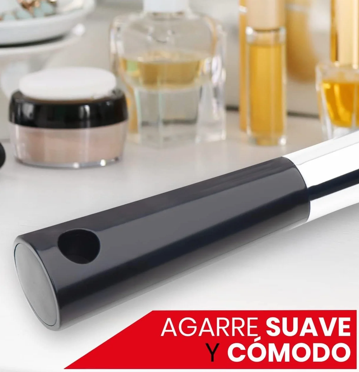 Mirrorvana Espejo de Mano Grande con Mango - Peluquería, Barbería, Maquillaje (Negro)