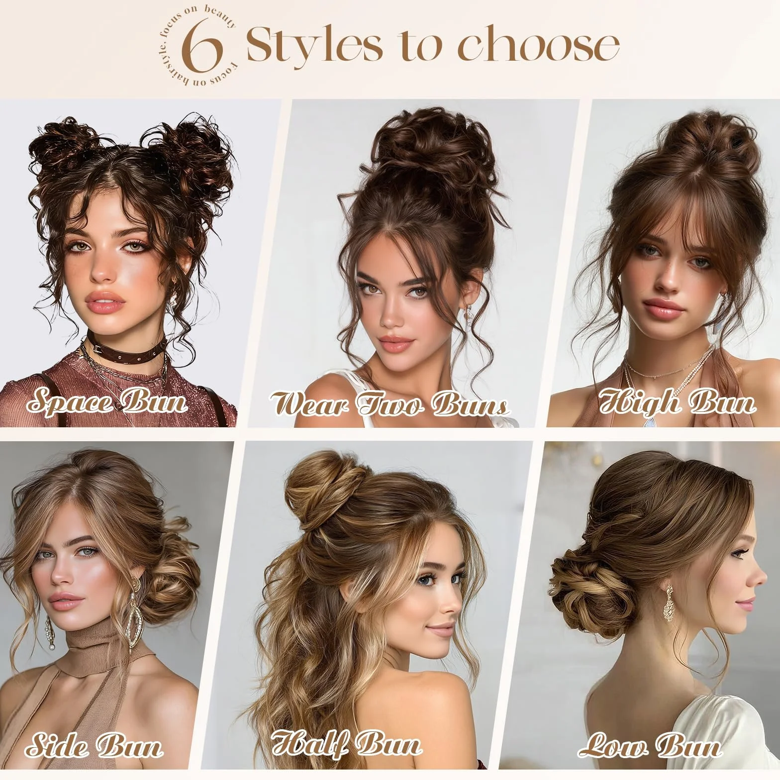 Moños Postizos con Goma Voluminoso Ondulado Sintética Donut Moño Extensiones para Mujer Rubio Ceniza Claro