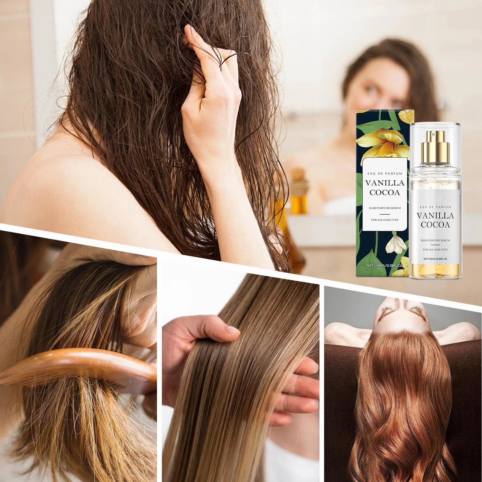 Perfume para el cabello en espray – Niebla aromática nutritiva de larga duración para mujer