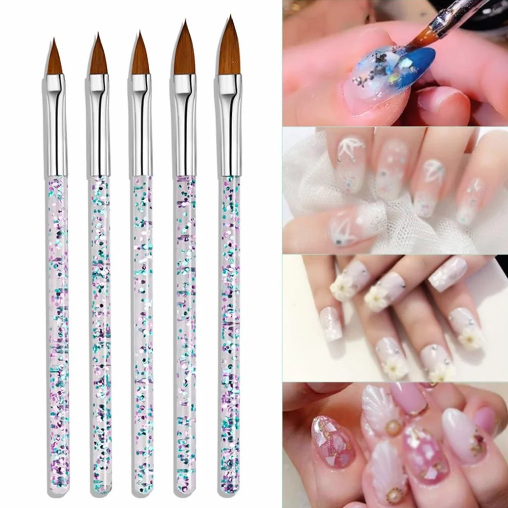 5 tamaños diferentes de polvo transparente for uñas, pluma de cristal, extensión de uñas de cristal, especial, verde, morado