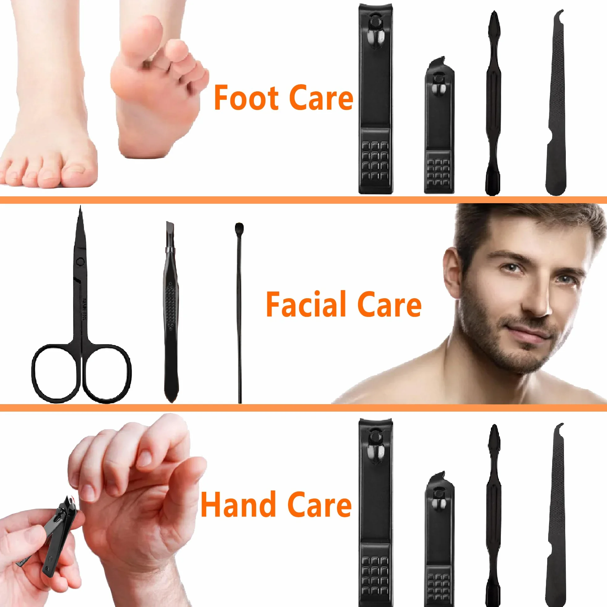 Set de manicura para hombres Cortauñas Kit de pedicura Cuidado de uñas