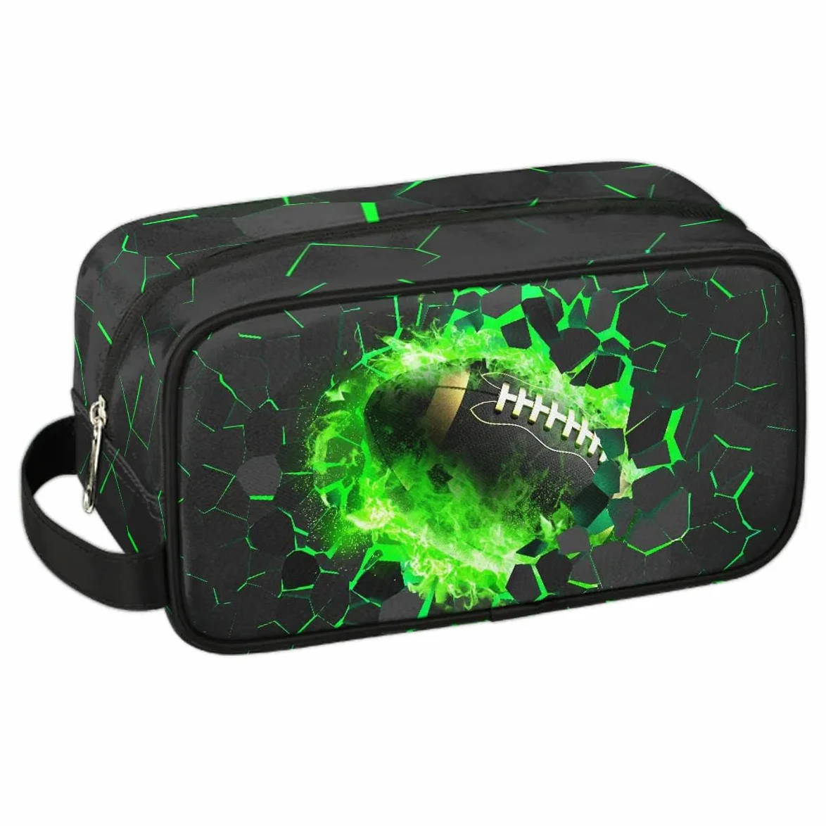 Neceser de viaje para niños y niños, kit impermeable para colgar para hombres, funda de transporte Cool Switch compatible con Nintendo Switch y consola OLED New Switch, verde (Green Football),