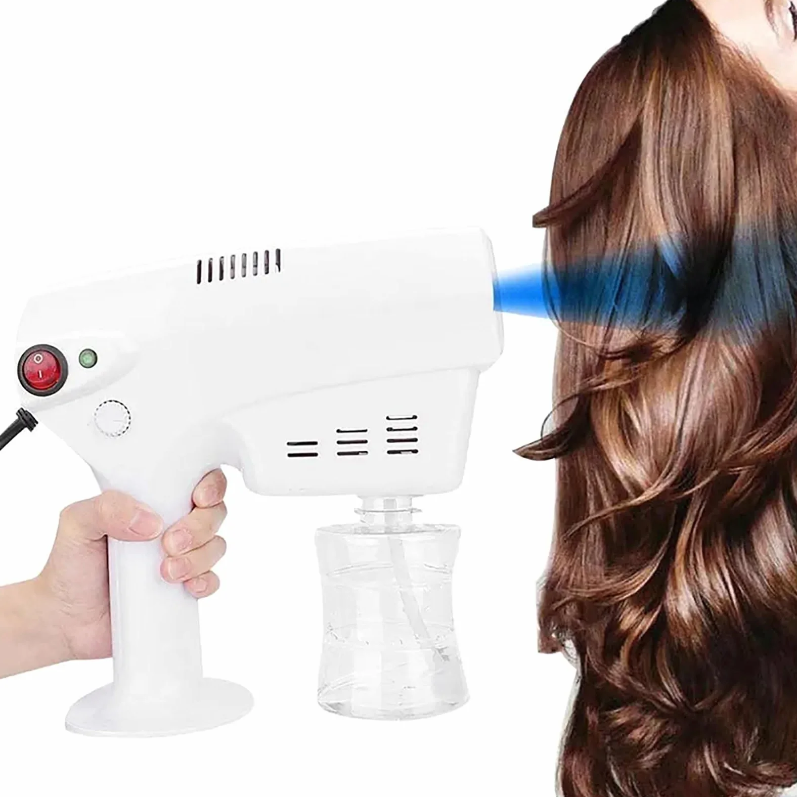 NGARY Pistola Pulverizadora De Micro Niebla, Pulverizador Nano para El Cuidado del Cabello con Pistola De Vapor con Luz, para El Hogar Y La Oficina