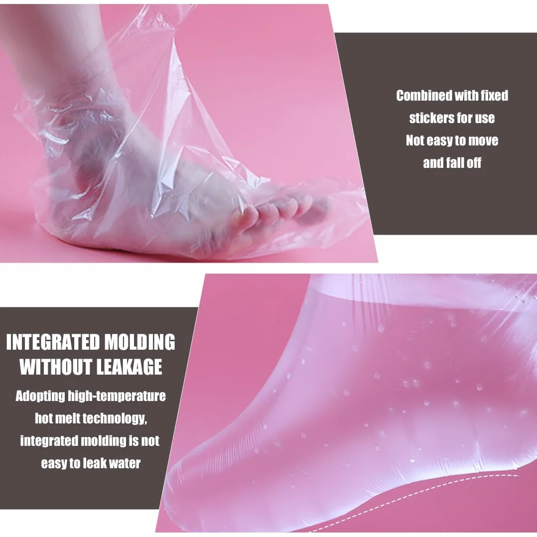 WeddHuis 200 desechables calcetines de plástico para pedicura parafina pies spa baño cera