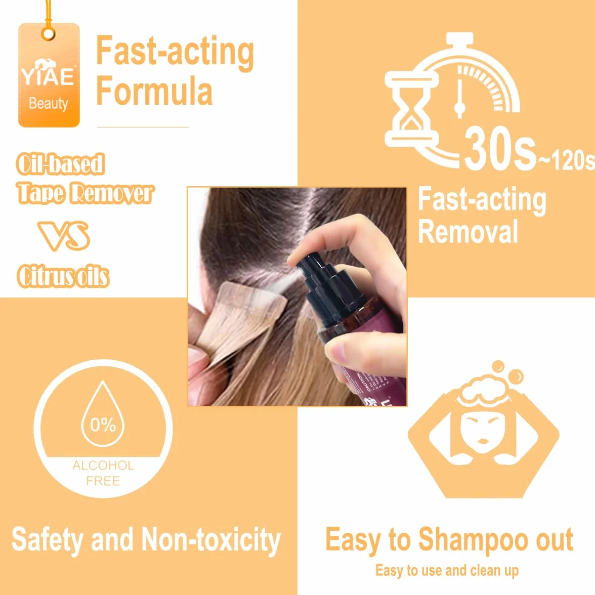 Removedor de Extensiones Adhesivas 150ml Wig Glue Tape Remover Suave con la Piel Limpiador Rápido para Pelucas Postizas de Encaje