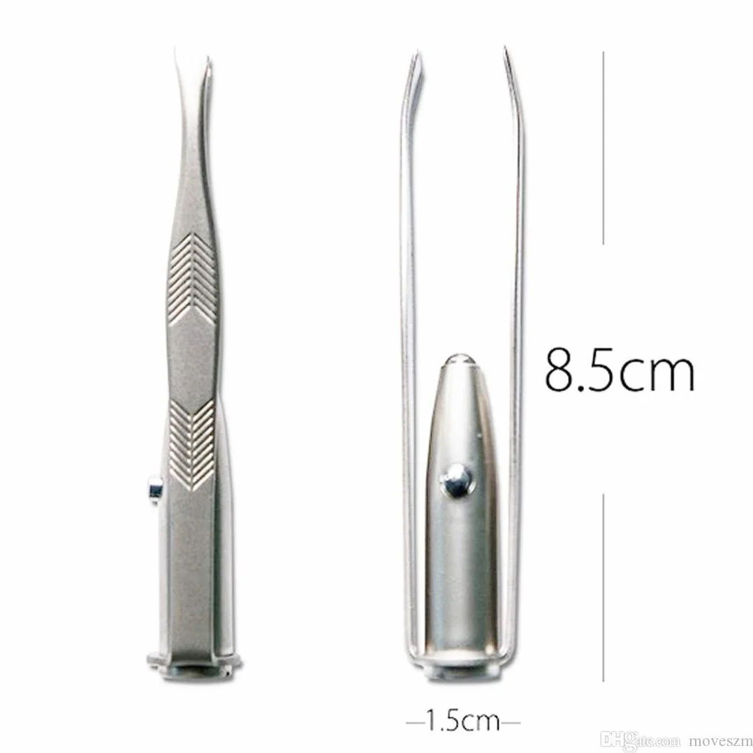 Pinza para cejas profesional con luz LED de acero inoxidable