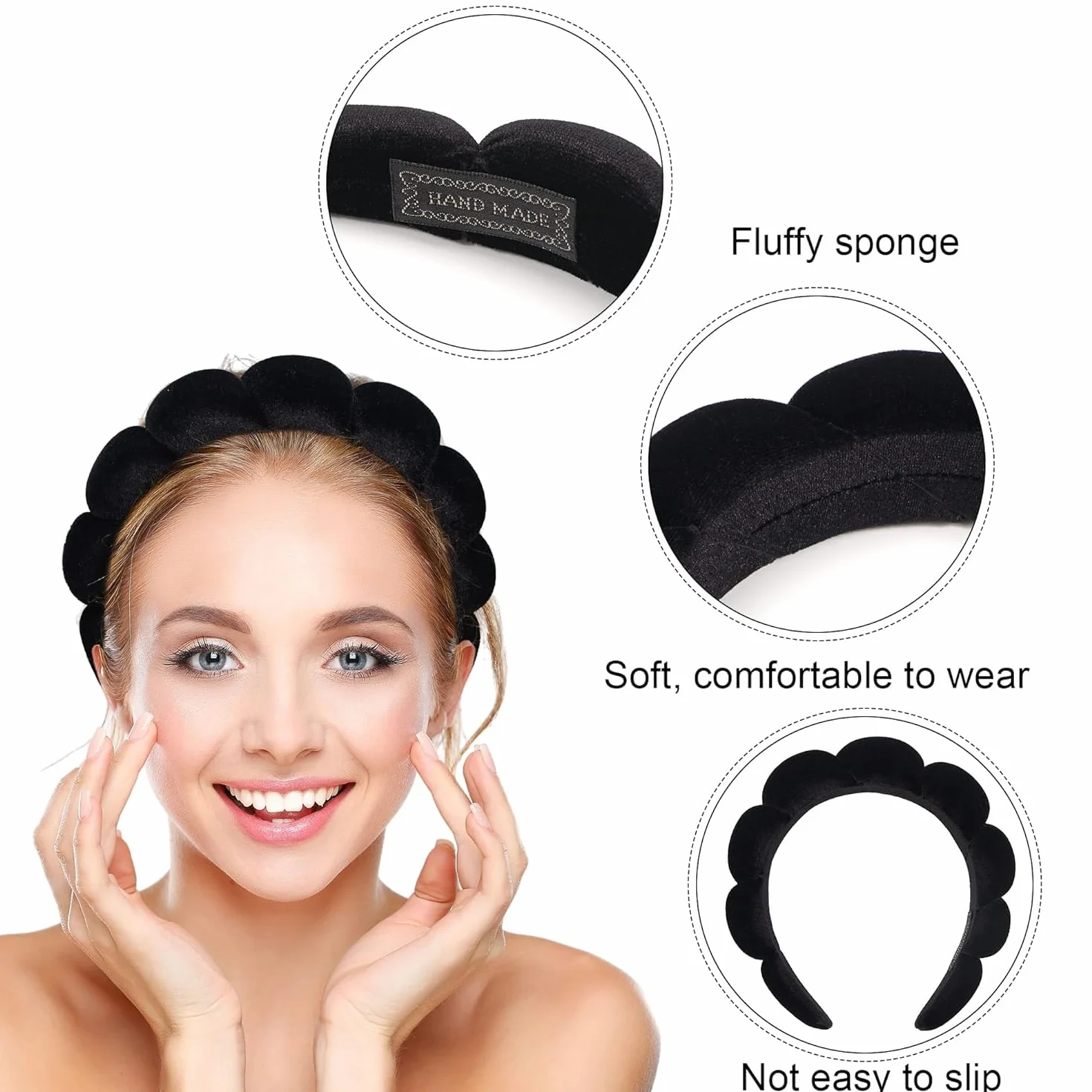 DRESHOW Diadema Spa para Mujeres con Esponja para Lavarse la Cara Nubes Suave Tejido de Rizo Cuidado de la Piel Maquillaje