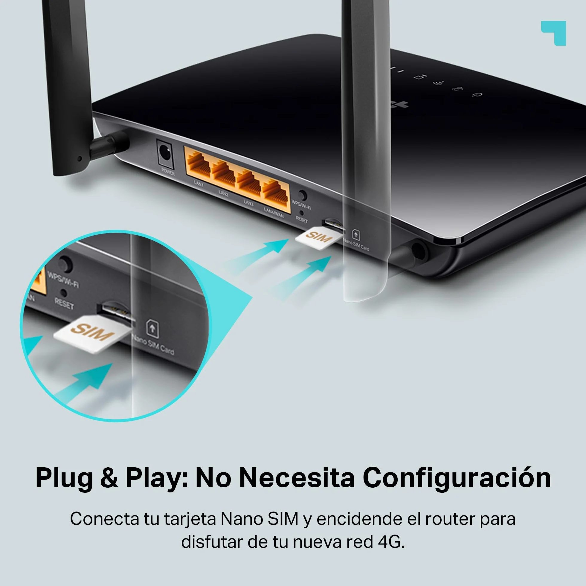 TP-Link Archer MR202 Router WiFi 4G LTE Dual-Band AC750Mbps 3 Puertos LAN 1 LAN/WAN 2 Antenas LTE QoS Onemesh