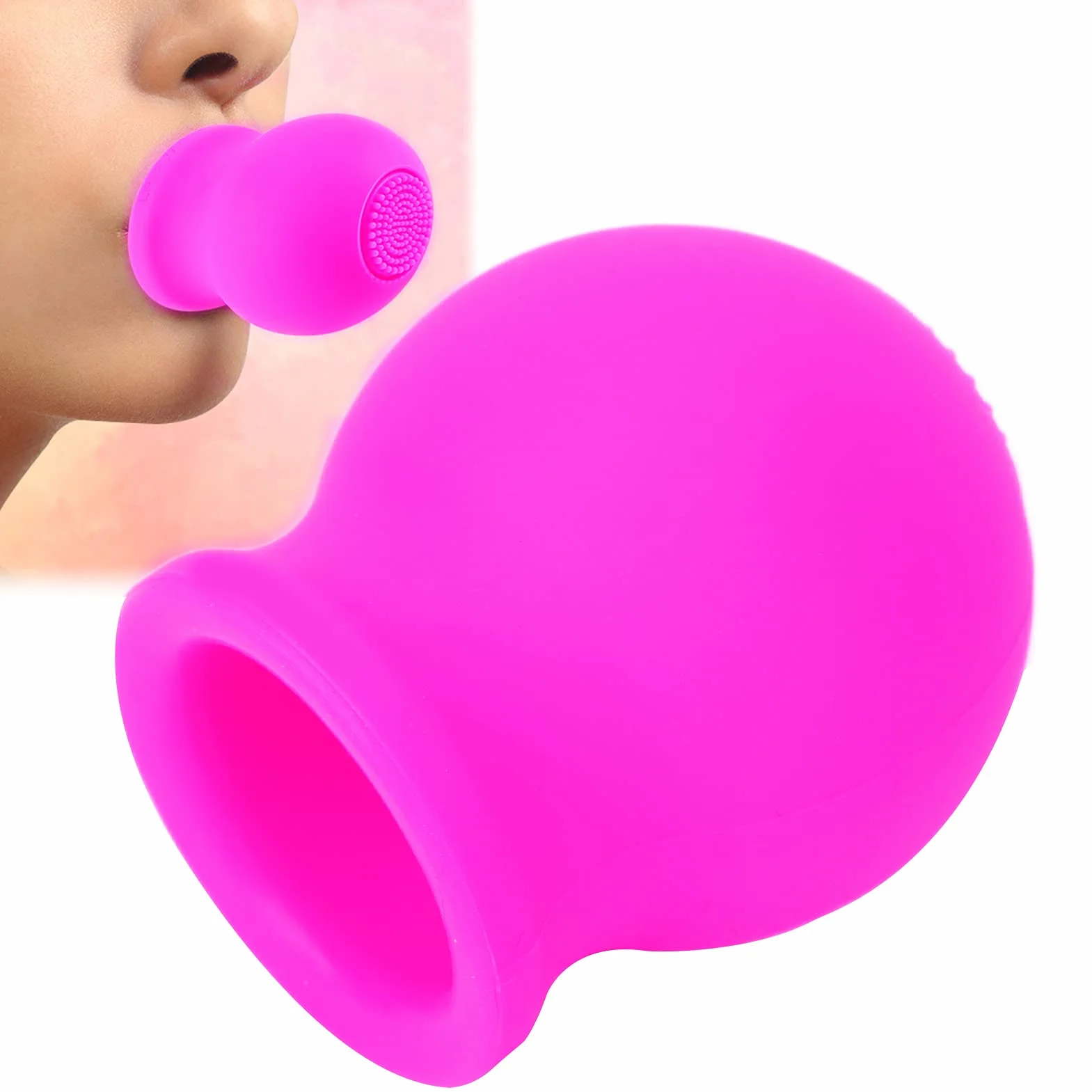 Herramienta de silicona suave para relleno de labios, cepillo de labios natural, dispositivo de boca sexy (rosa)