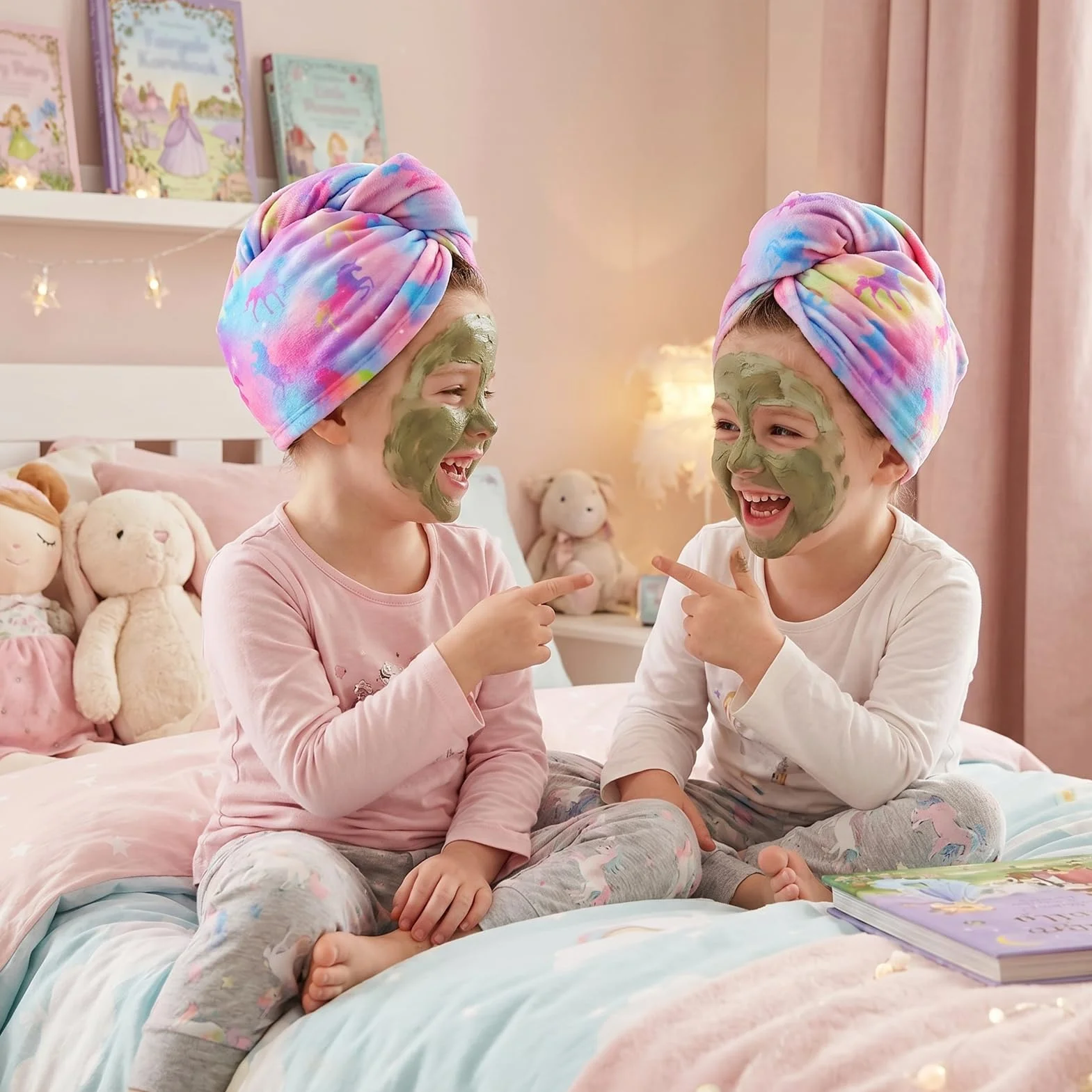 Toallas para el Cabello de Microfibra, 2 Piezas, Súper Absorbente, Turbante de Secado Rápido con Botón