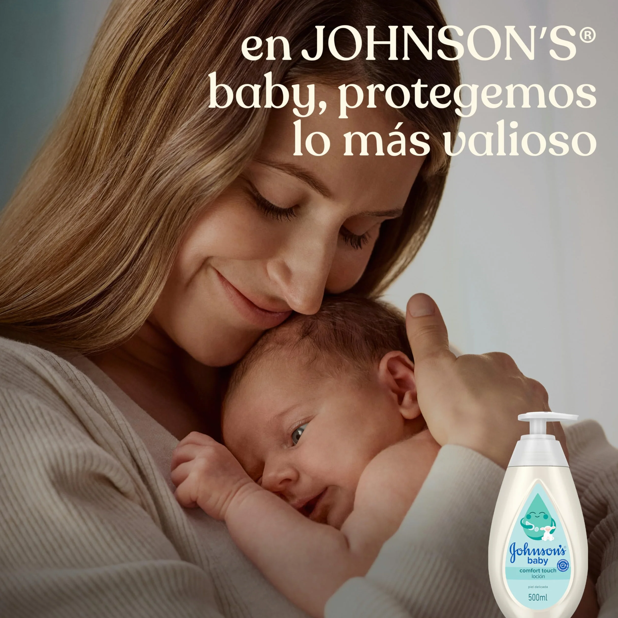 Johnson's Baby Comfort Touch Face & Body Lotion 500 ml, crema hidratante corporal con aroma de coco y jazmín, para recién nacido