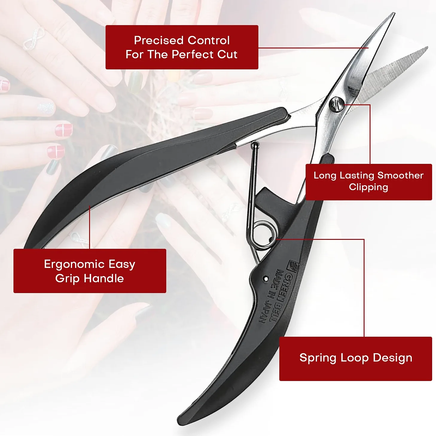 Seki EDGE SS-205 | Made in Japan | Tijeras de uñas de acero inoxidable | afiladas a mano | mangos ergonómicos | para uñas y cutículas | también para uñas finas, blandas y acrílicas