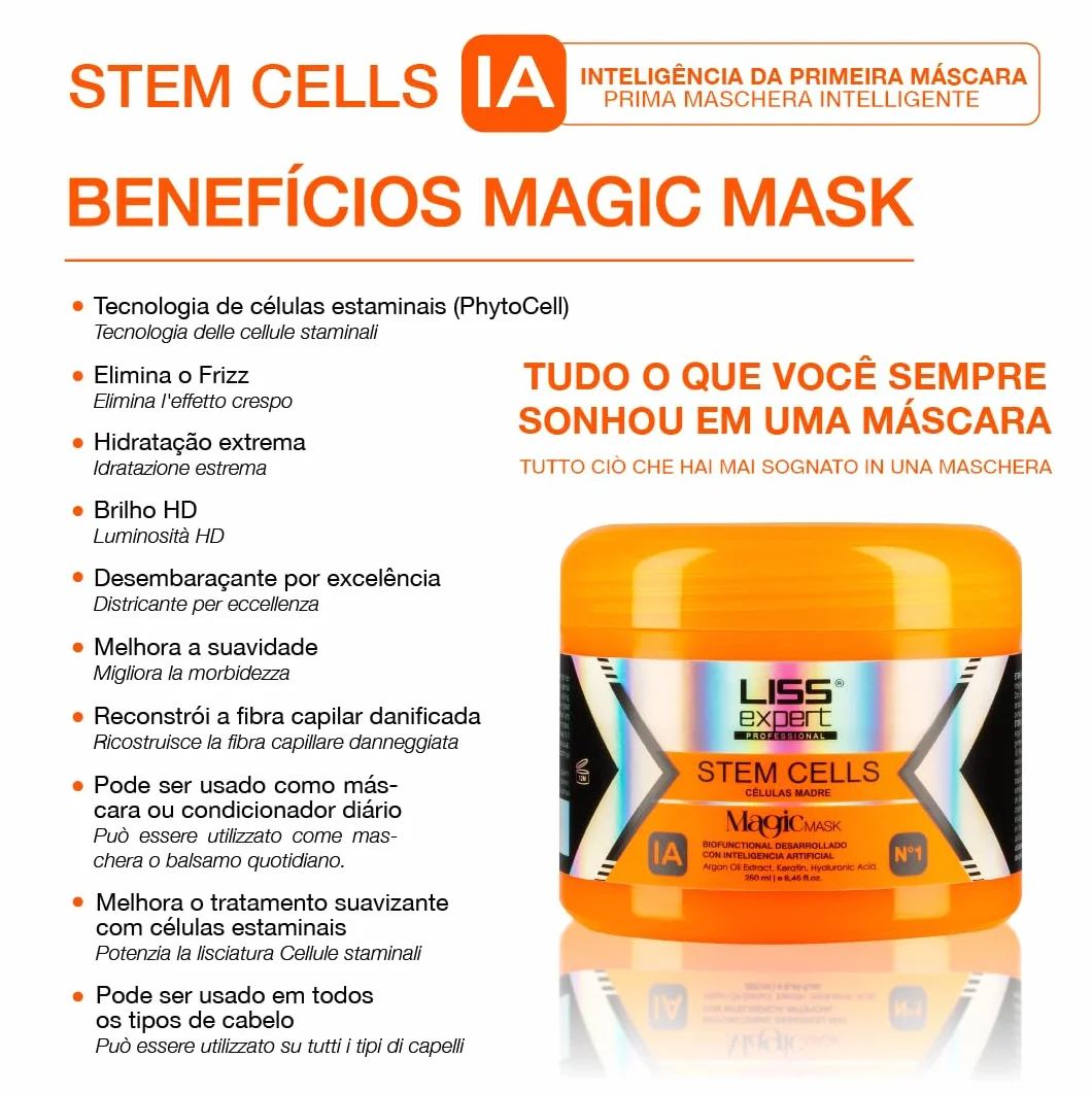 Team Magic Liss Expert Kit Alisado Células Madre 250 ml + Mascarilla Magic IA 250 ml + Divine Oil 50 ml