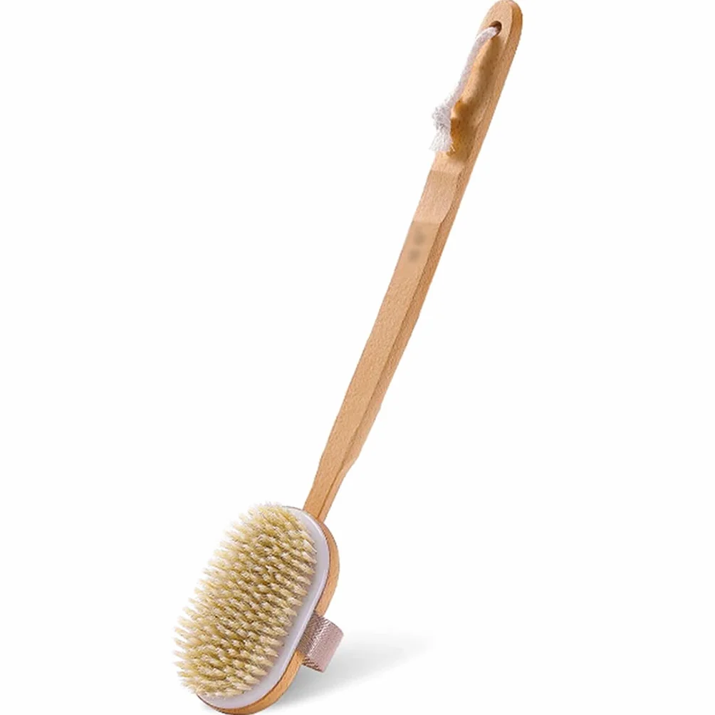 Cepillo para el Cuerpo para Cepillado en seco Depurador Corporal Desmontable Natural para Cabello húmedo y seco, Cepillo para la Piel Suave y elástico con cerdas Naturales, Mango de Haya an