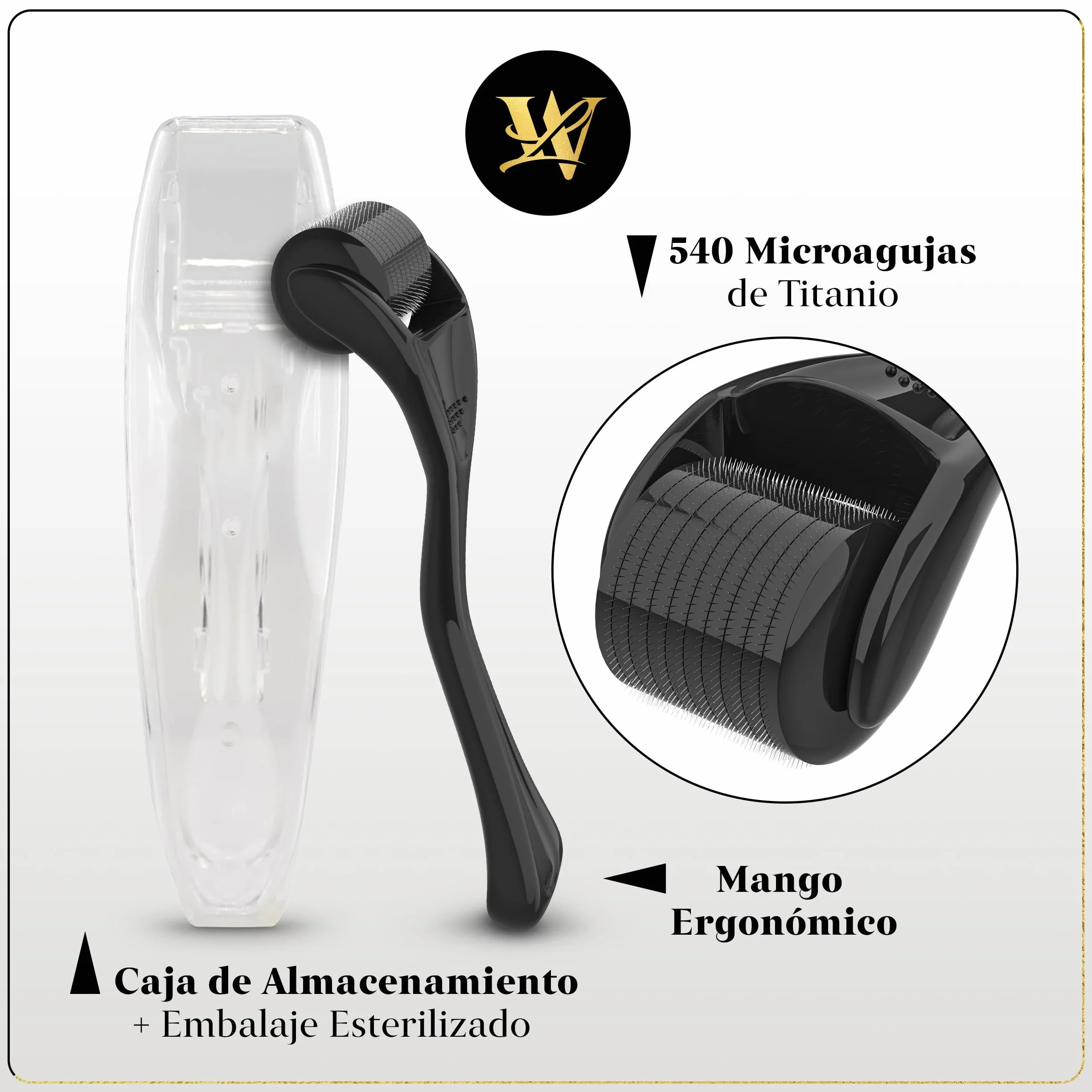 Dermaroller 0,5mm para Piel, Derma Roller Cabello y Barba con Microagujas