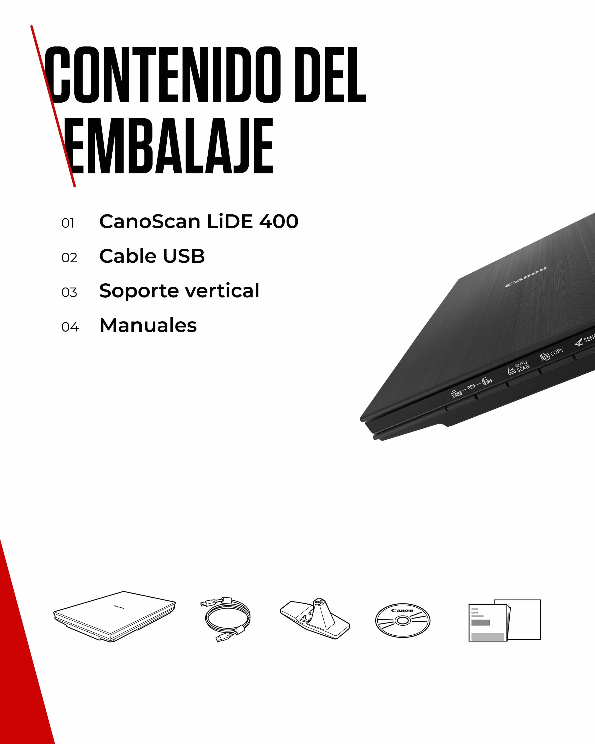 Canon CanoScan LiDE 400 Escáner Plano A4 4800x4800ppp Negro