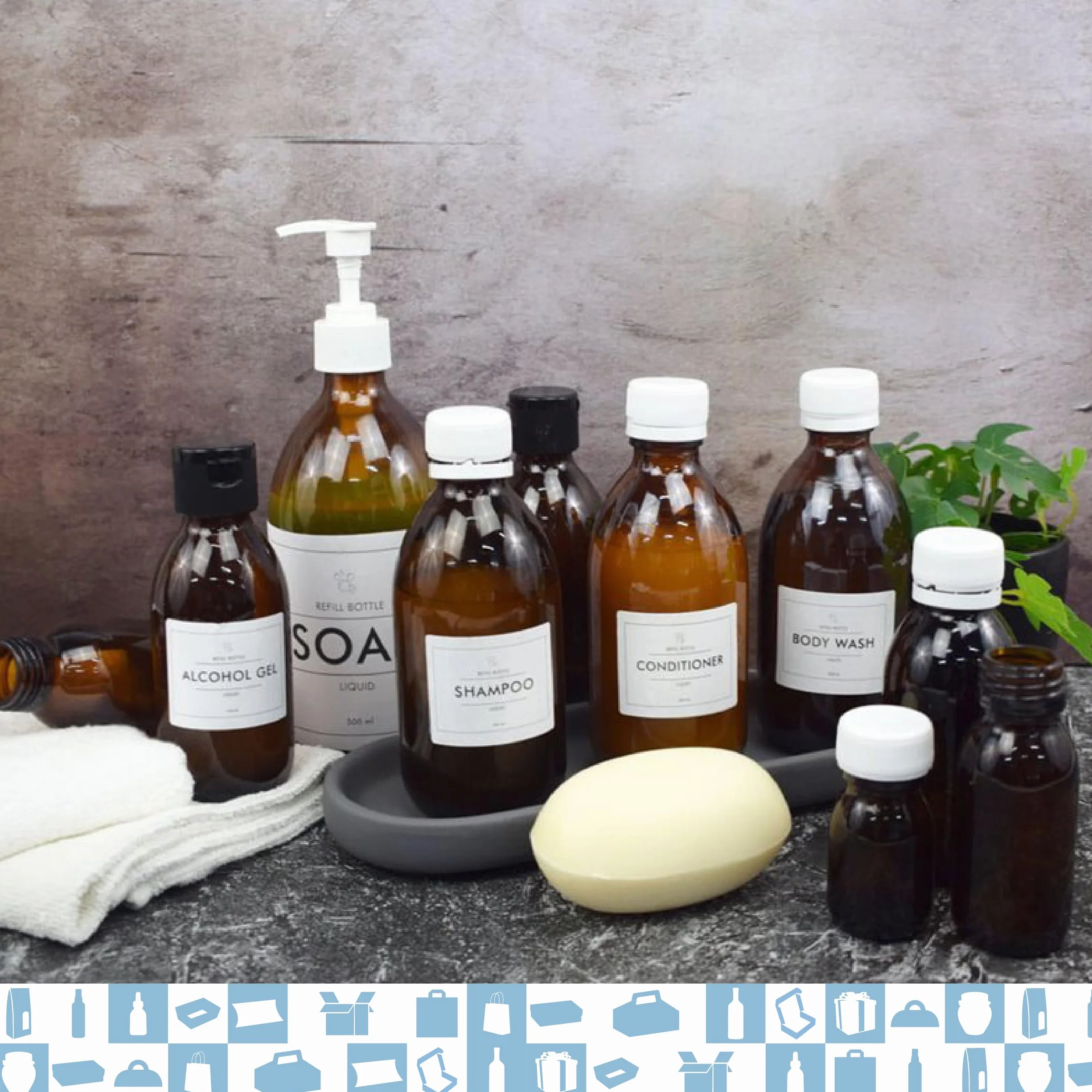 Frascos vacíos de cristal ámbar 200 ml con tapa de plástico Espirito Rebelde – Botella para aceites esenciales
