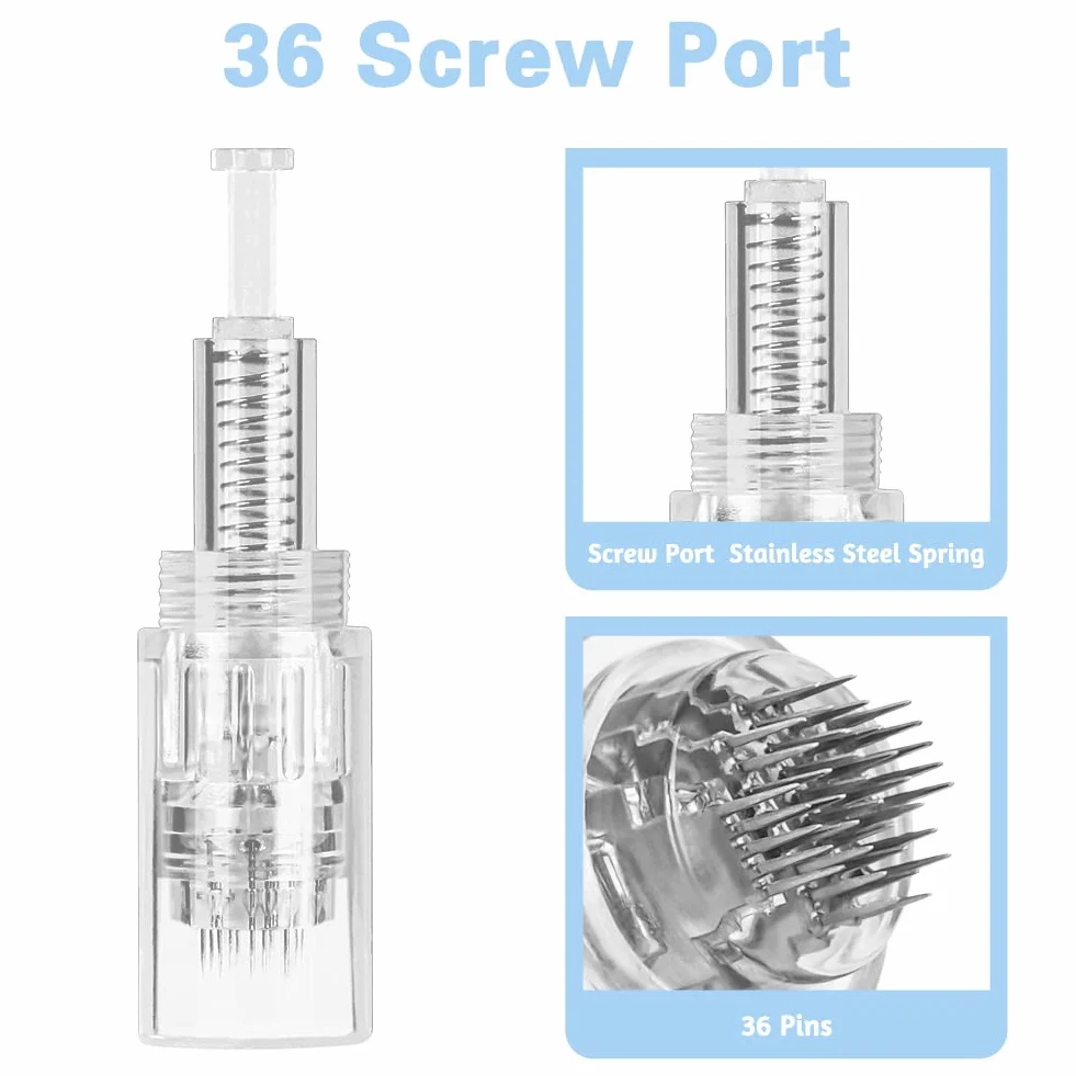 LOPHE Agujas Dermapen 36 Puntas, 12pcs Microneedling Pen Replacement Needles, Derma Pen Cartridges (Rosca)
