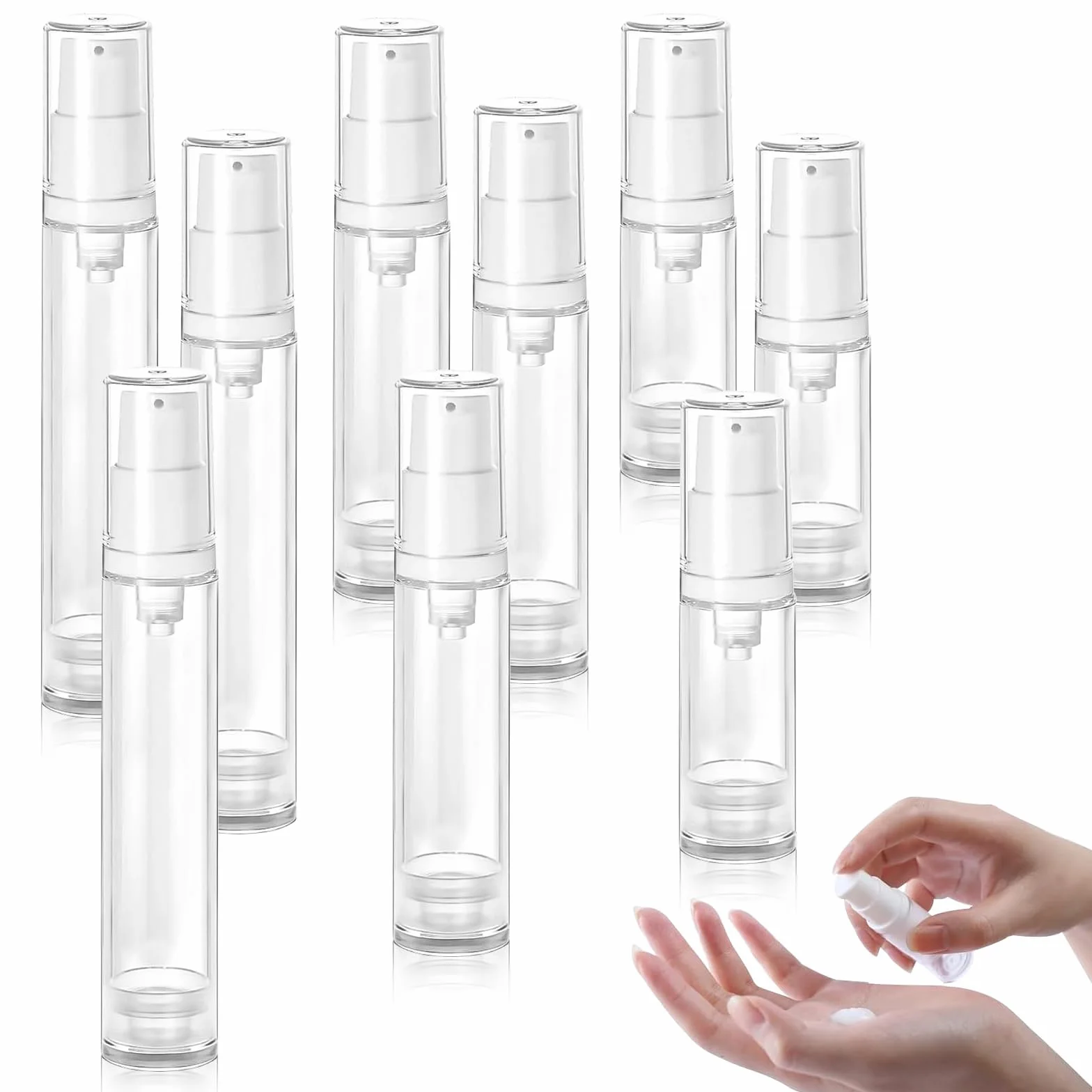Presión Vacío Contenedor Bomba 9 Piezas 5ml 10ml 15ml Botellas Viaje Portátiles Cosméticos