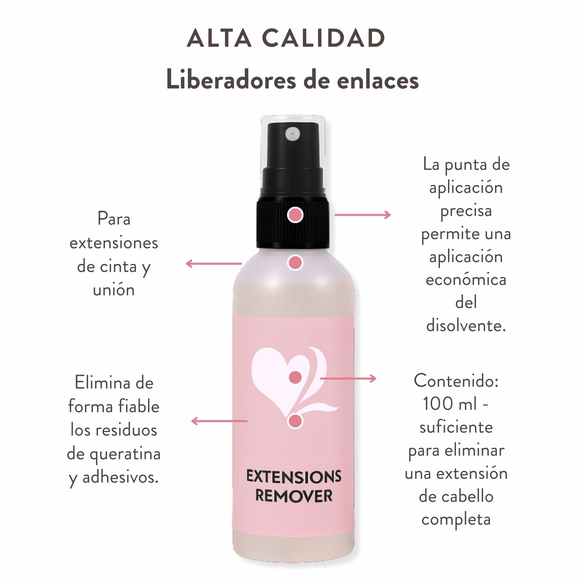Kit para remover extensiones de cabello con pinzas y disolvente - Fórmula a base de alcohol
