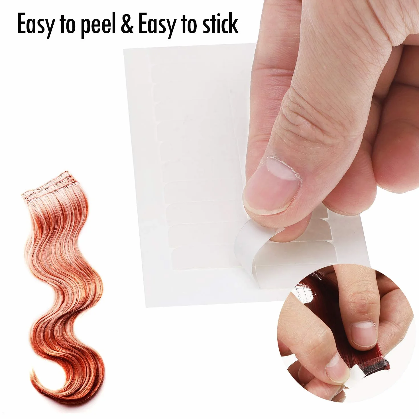Cinta Adhesiva Médica Hipoalergénica para Extensiones de Cabello 100 Piezas Transparente Extrafuerte 12 Semanas