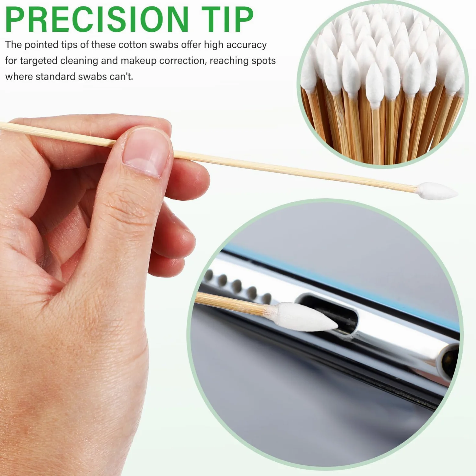 5 Series Bastoncillos De Algodón De Precisión Hisopos Eliminación Baño Palos Aplicadores De Maquillaje Herramientas De Limpieza De Auriculares Madera 500 Piezas X 5