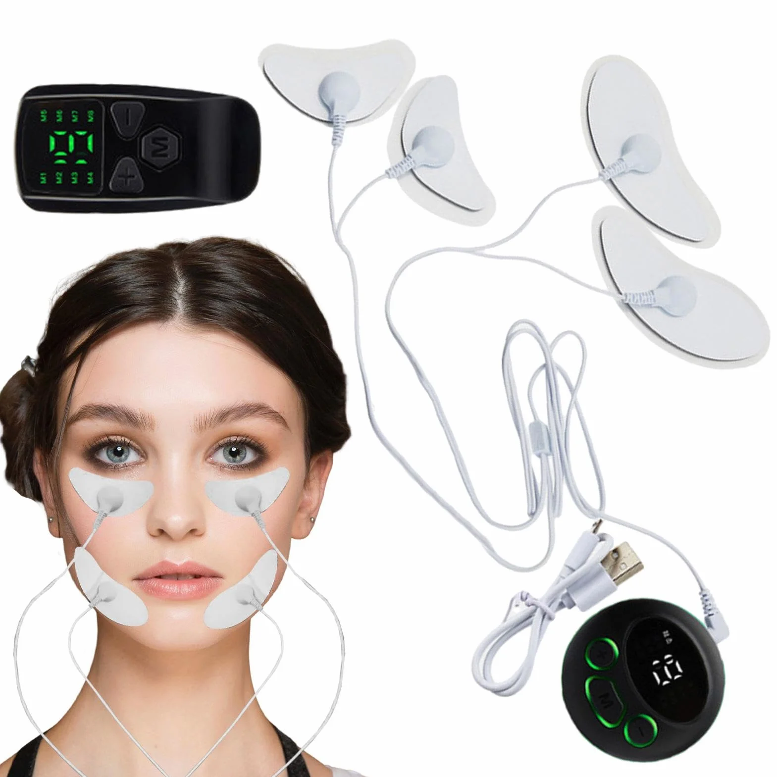 Fenytay Masajeador Facial EMS, Estimulador Muscular Facial bajo Ruido para Adelgazar la Cara