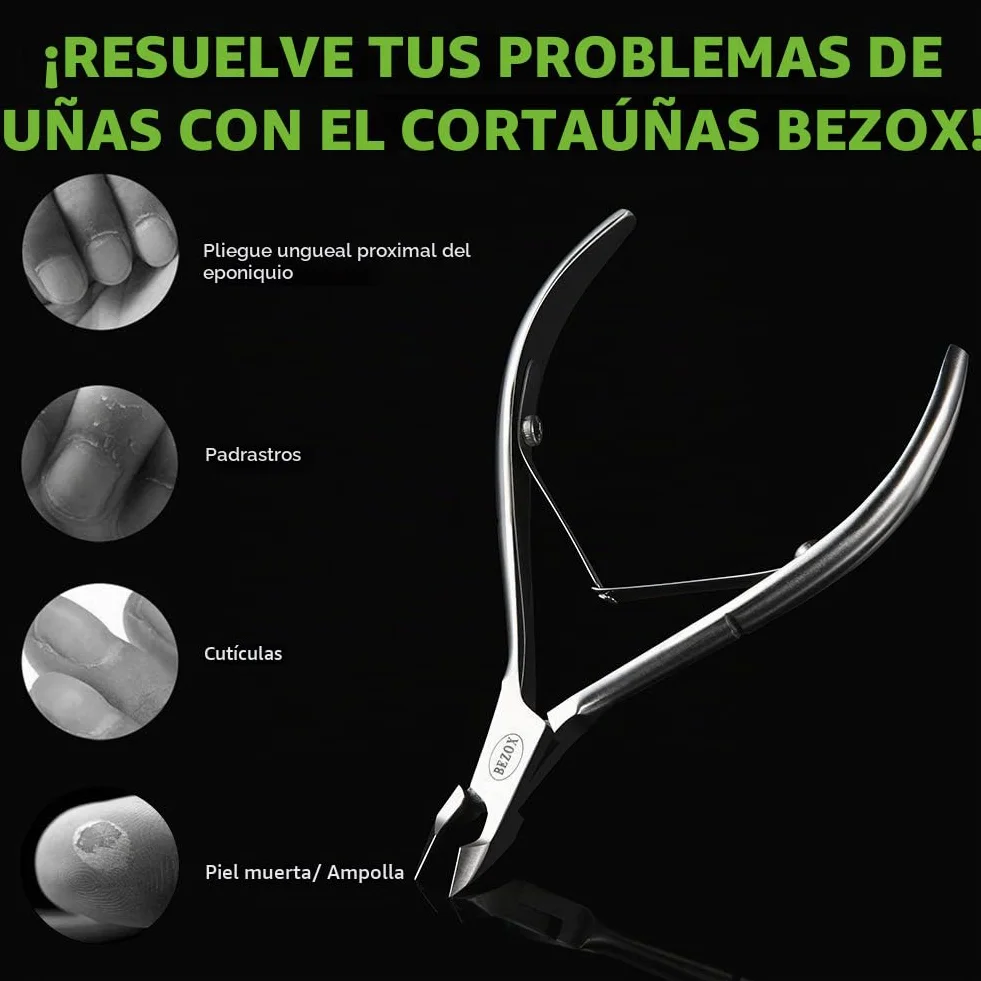 BEZOX Alicate para cutículas de acero inoxidable - cortador y removedor profesional