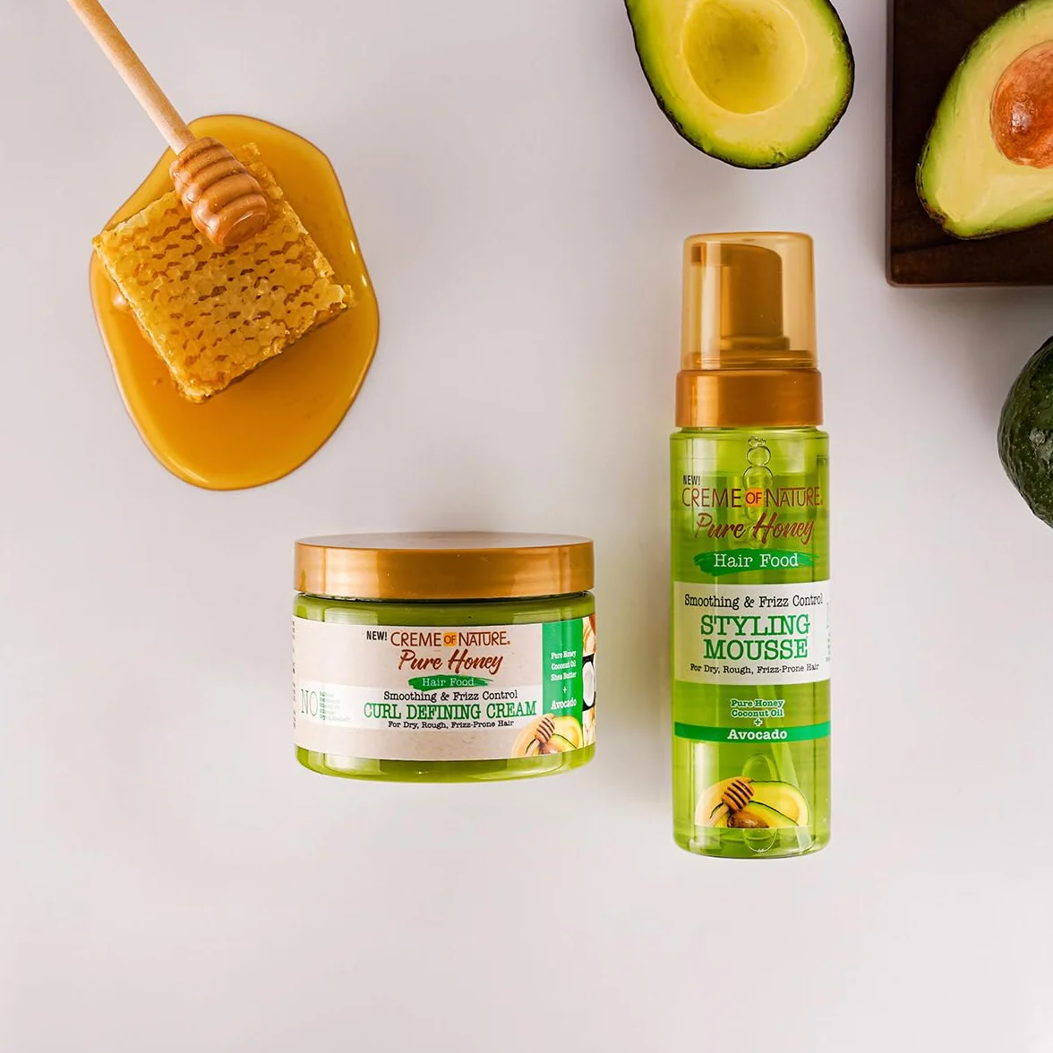Creme of Nature Pure Honey Hair Food Avocado Espuma para peinar 207ml