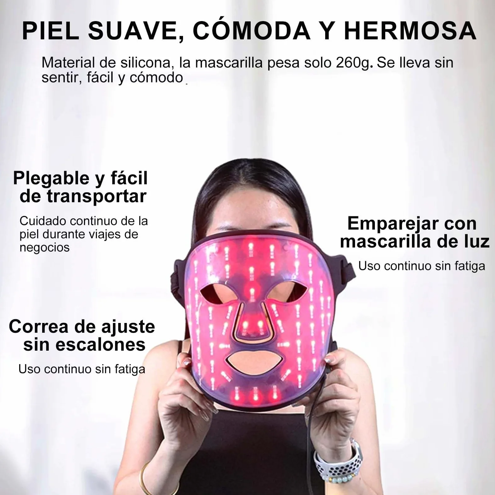 Máscara facial de rejuvenecimiento de fotones para fototerapia, instrumento infrarrojo cercano, espectro LED, máscara facial para el cuello, belleza, hogar, conveniente, suaviza las arrugas finas,