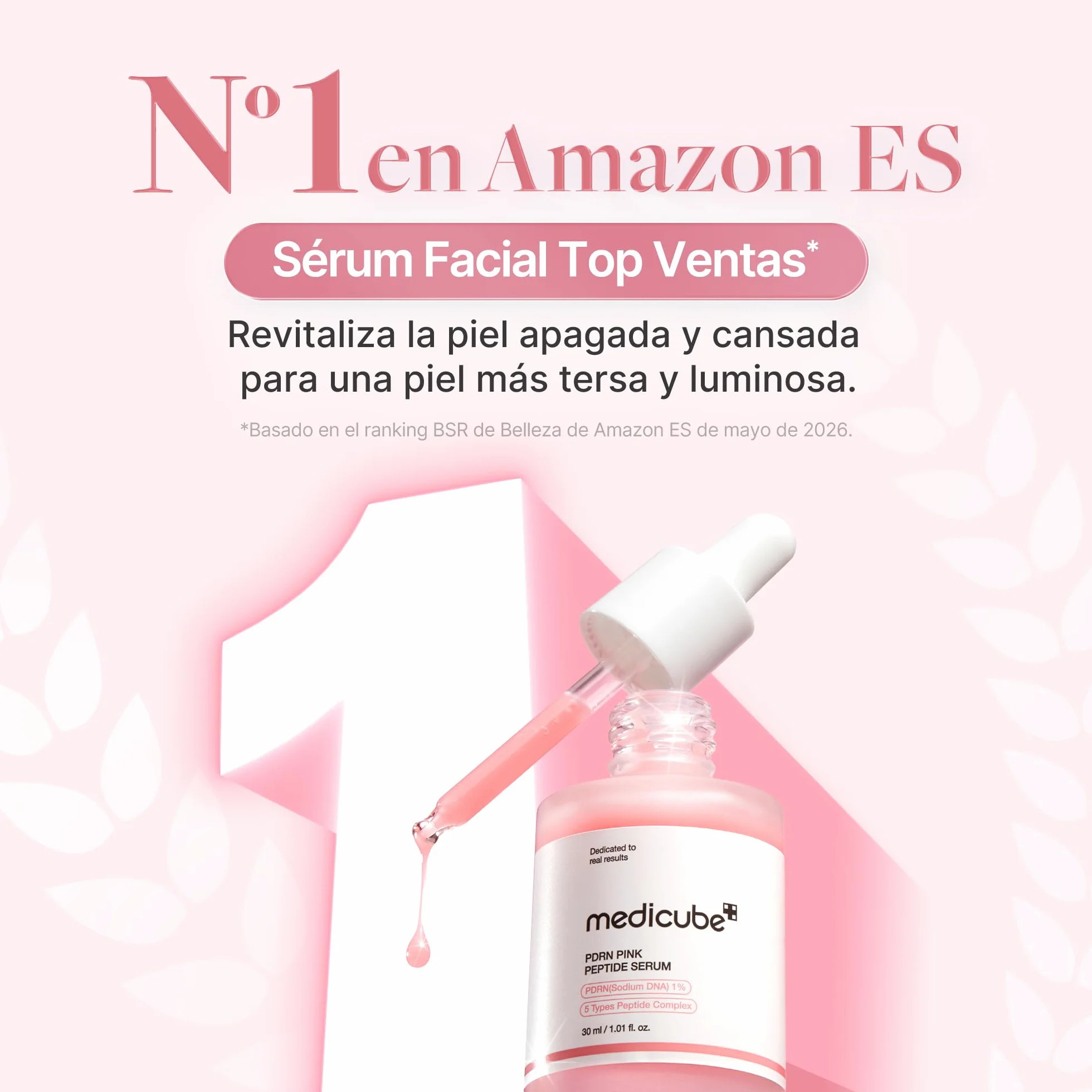 Medicube PDRN Pink Peptide Serum Facial 30 ml con PDRN, Péptidos y Niacinamida