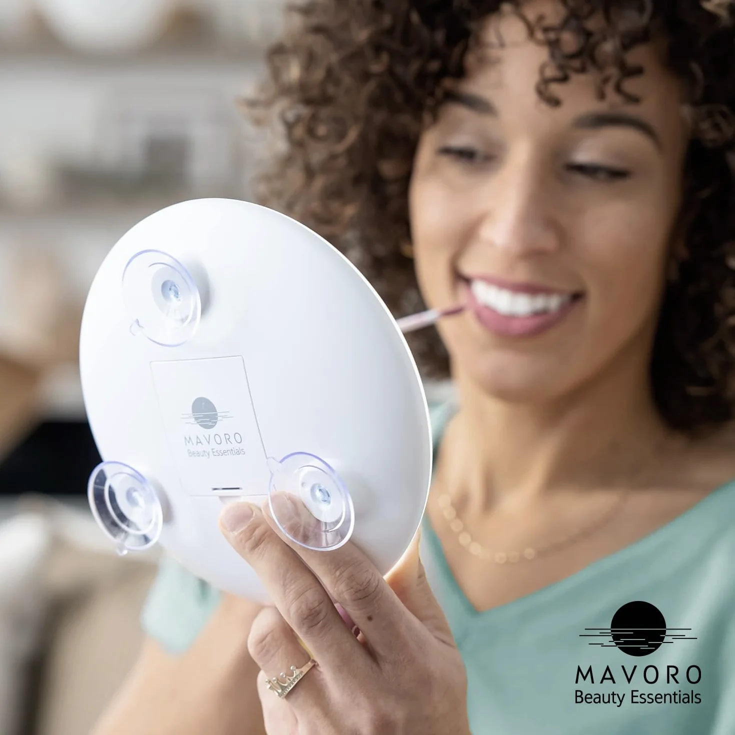 Mavoro Espejo Aumentador LED 17 cm 5X con Ventosas Fuertes Espejo de Maquillaje Iluminado Portátil