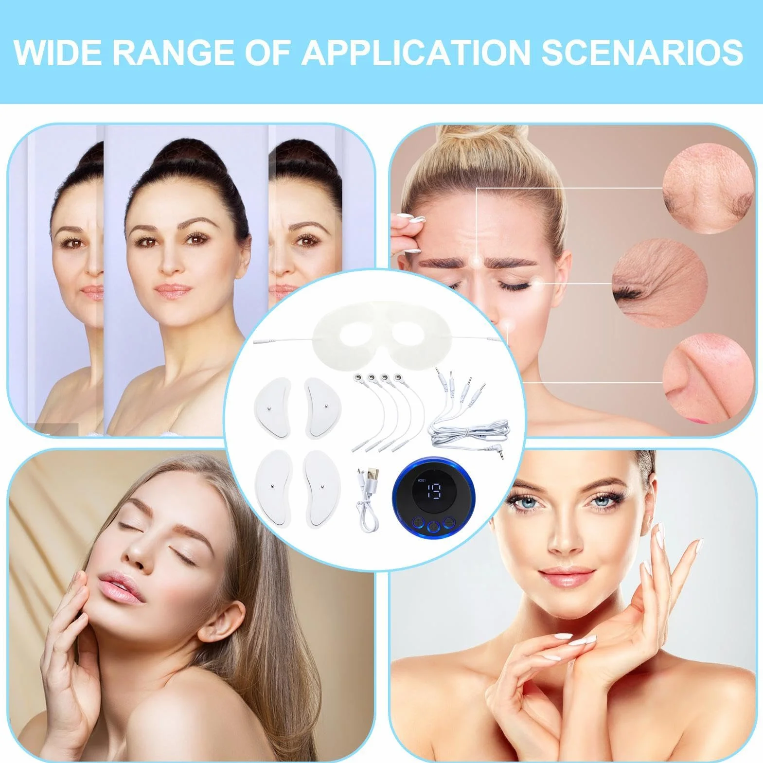 Máquina de lifting facial EMS Masajeador facial eléctrico estimulación muscular microcorriente anti-envejecimiento inalámbrico