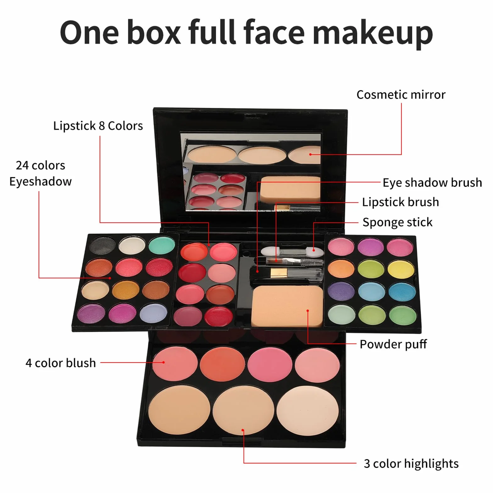 Maletin Maquillaje Mujer Set Larga Duración Fácil Difuminar