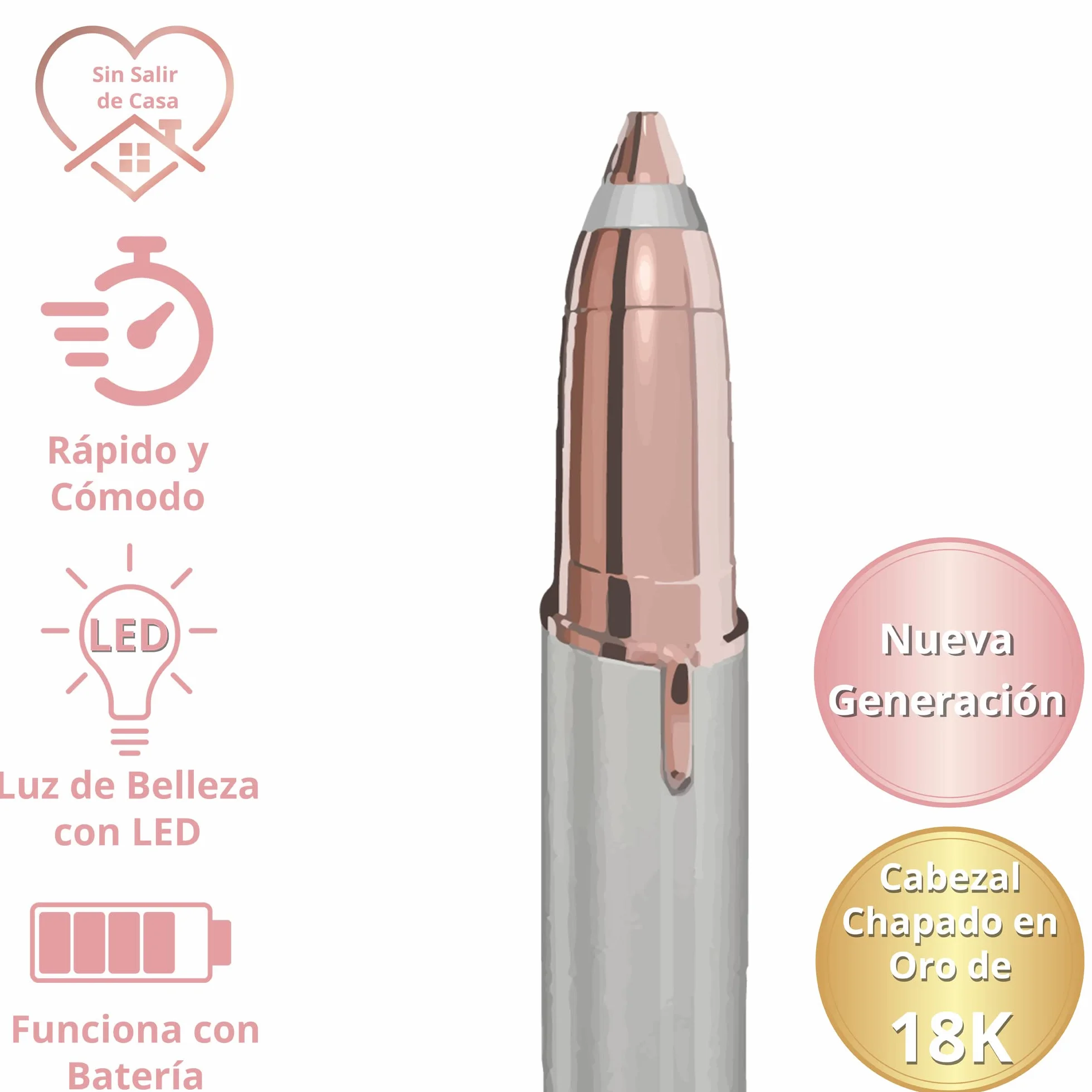 Finishing Touch Flawless Cejas, Depiladora de Cejas Indolora Apta para Pieles Sensibles, Cabezal Hipoalergénico chapado en oro de 18 Quilates, Blanco