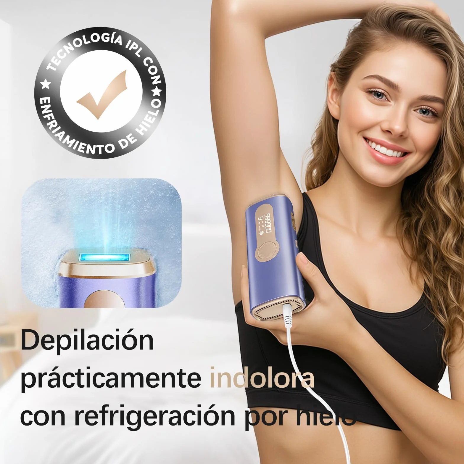 Depiladora Laser IPL Haarlosy con Refrigeración, 3 en 1, 9 Niveles de Energía, 999,900 Flashes