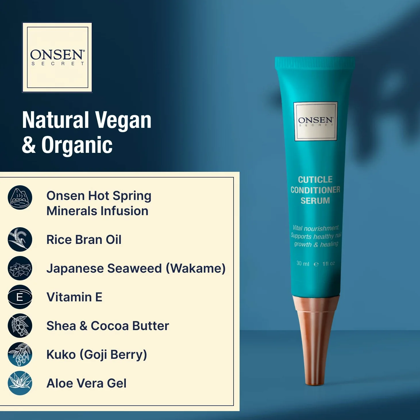 Onsen Crema para Cutículas, Aceite para Cutículas de Acción Profunda - Suero y Mantequilla de Cuidado de Uñas con Minerales Curativos Naturales Japoneses 2x30ml