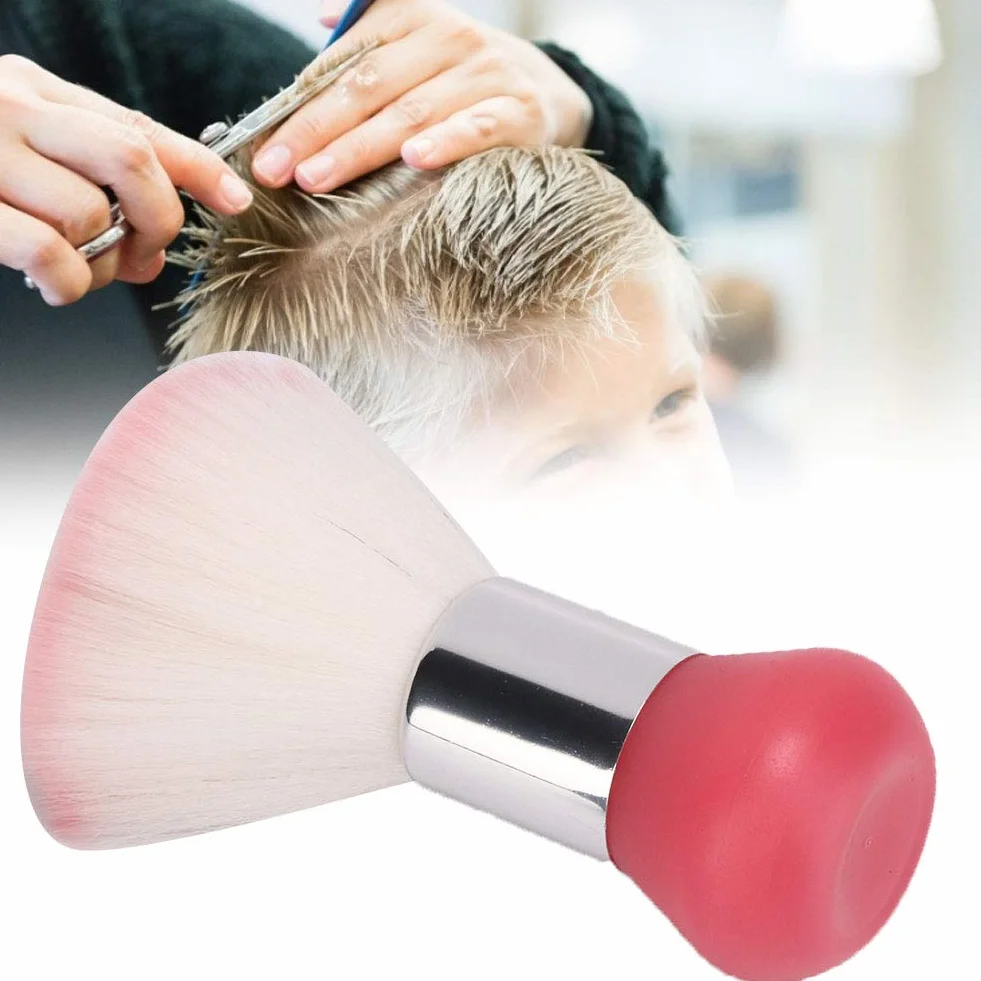 Plumero suave para cara y cuello, Mini cepillo de pelo ligero para peluquería y recortes (Rosado)
