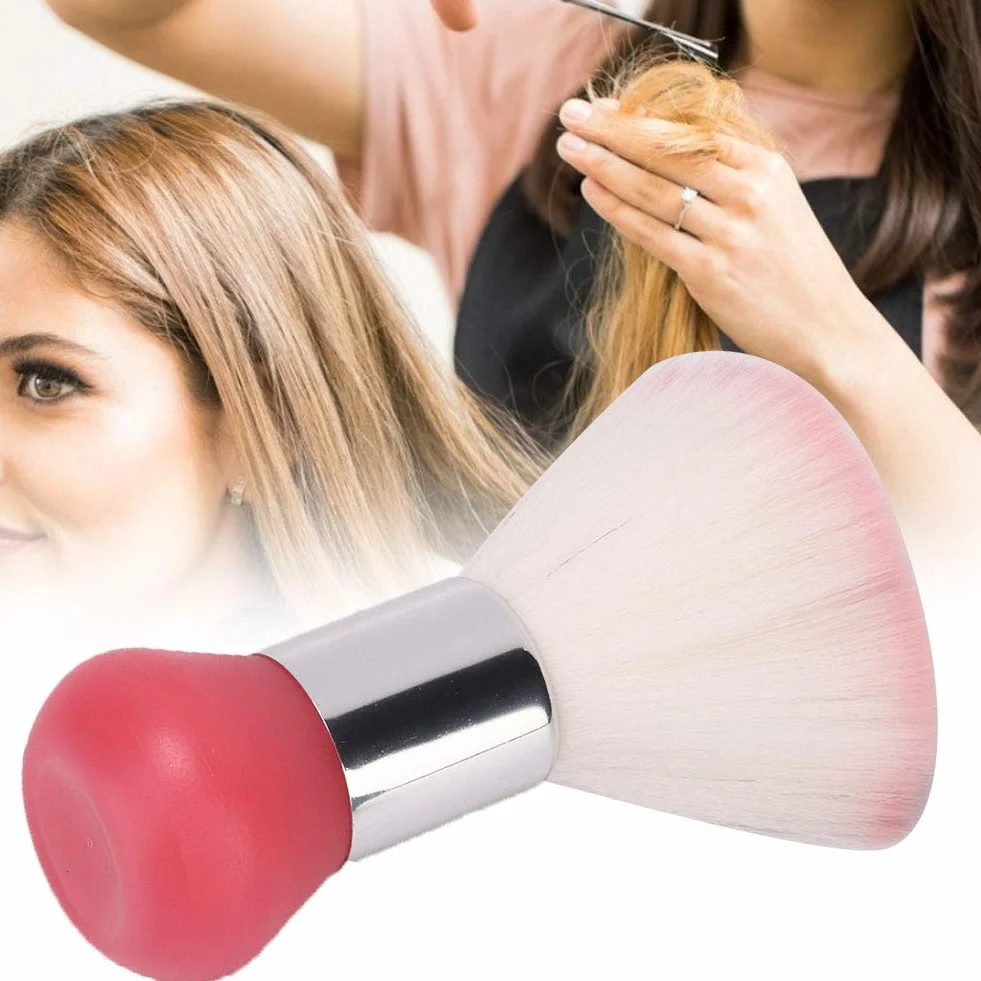 Plumero suave para cara y cuello, Mini cepillo de pelo ligero para peluquería y recortes (Rosado)