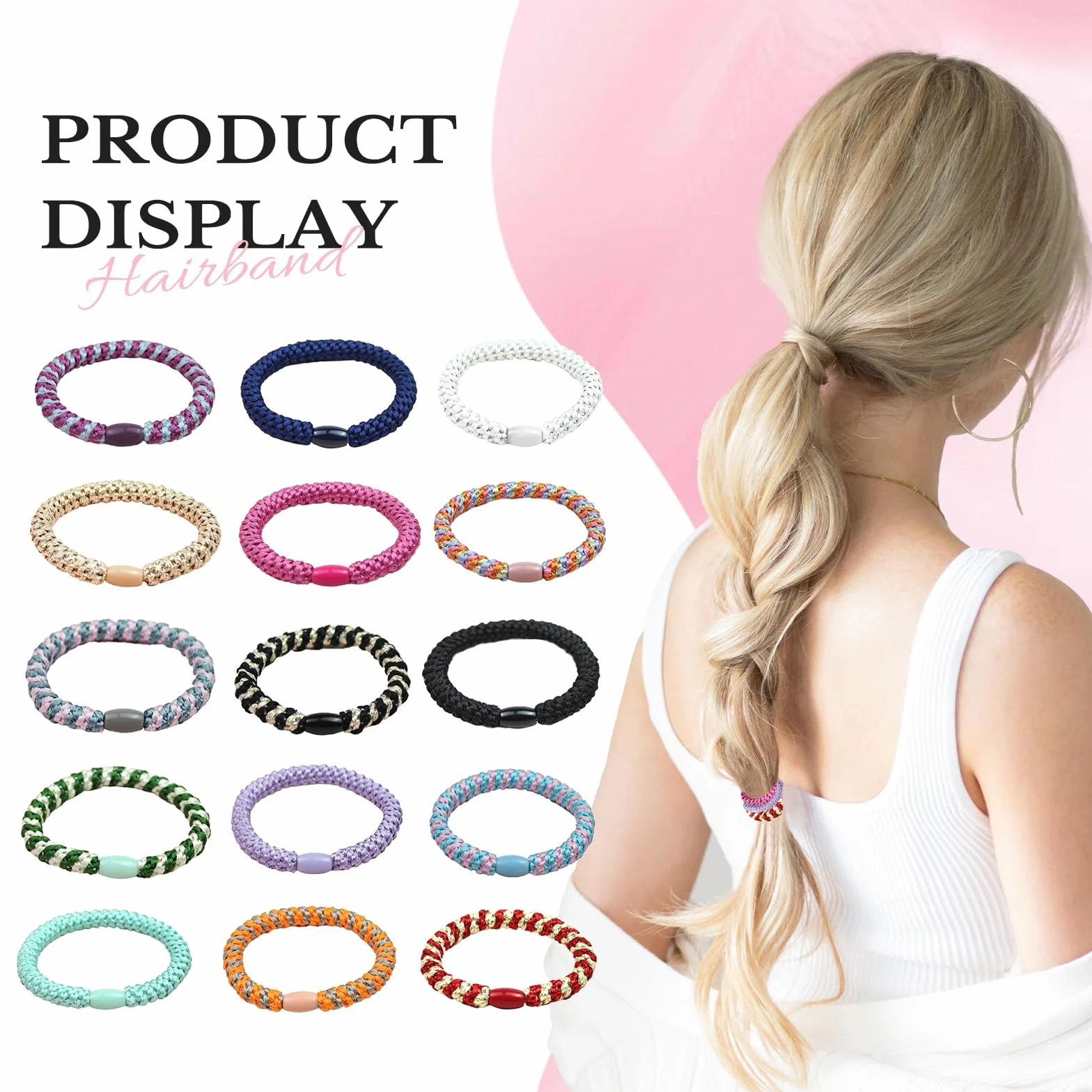 Sularpek 15 Piezas Gomas Elásticas para el pelo para Mujeres Multicolor, Bandas de Algodón Suave Tejidas sin Metal