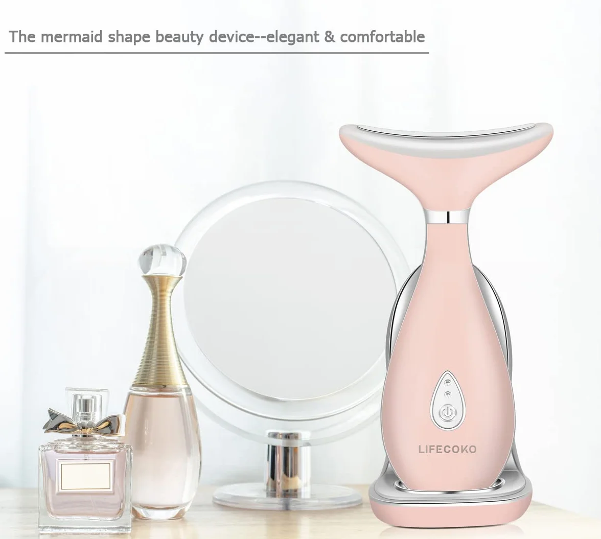 Masajeador facial eléctrico antiarrugas recargable por USB portátil (Rosa)