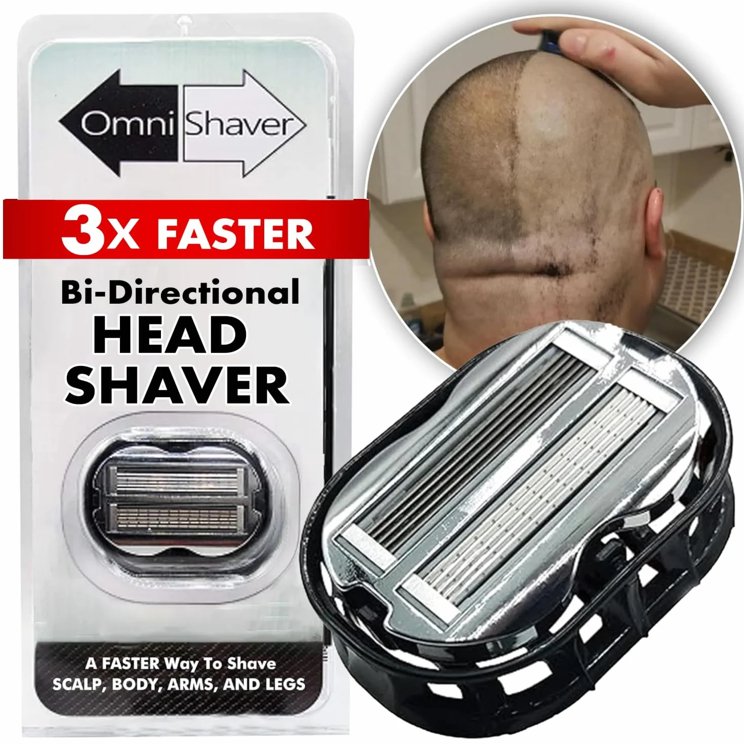 OmniShaver Maquinilla de afeitar para cabeza calva, cortador de pelo, auto limpia