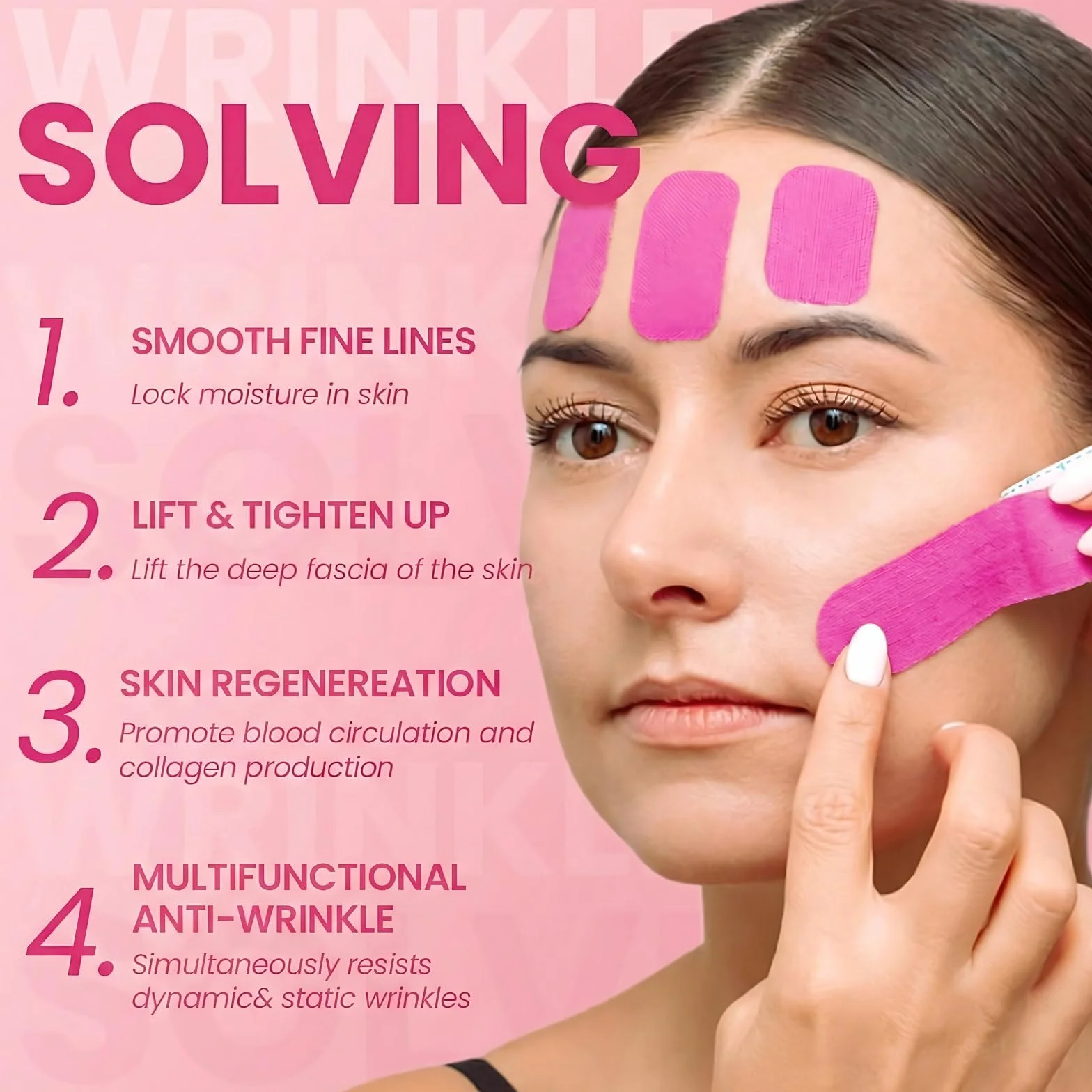 Cinta de elevación facial 2 unidades antiarrugas reafirmante piel 2,5 x 500 cm