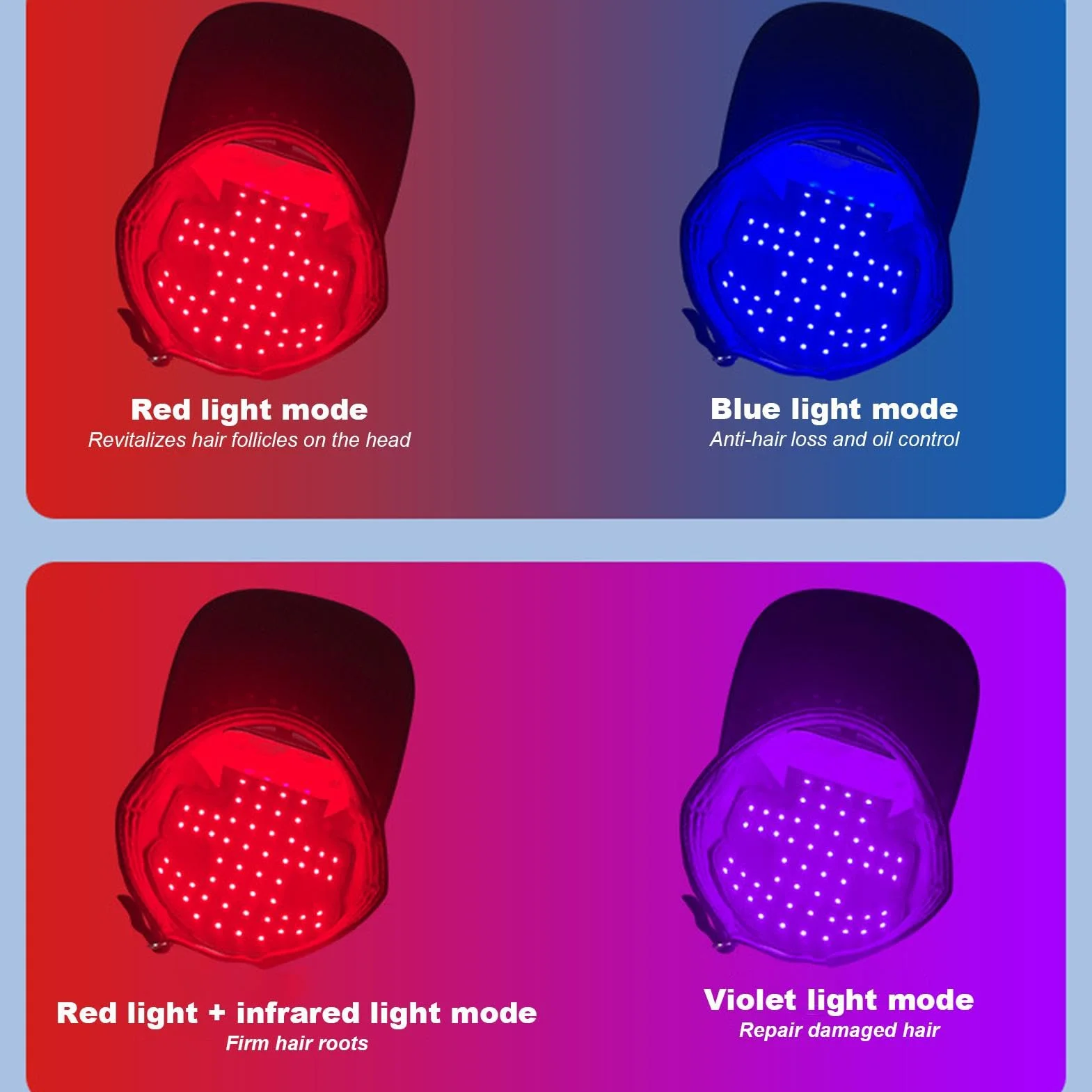 Gorra de luz roja LED crecimiento del cabello 450 nm 660 nm 850 nm