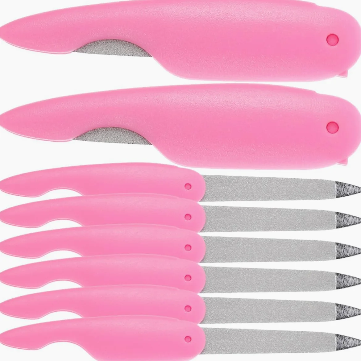 8 Limas de Uñas de Metal Plegables Diseño Delicado Superficie para Alisar y Pulir Uñas, Color Rosa Elegante y Resistente para Uso Personal y Salón
